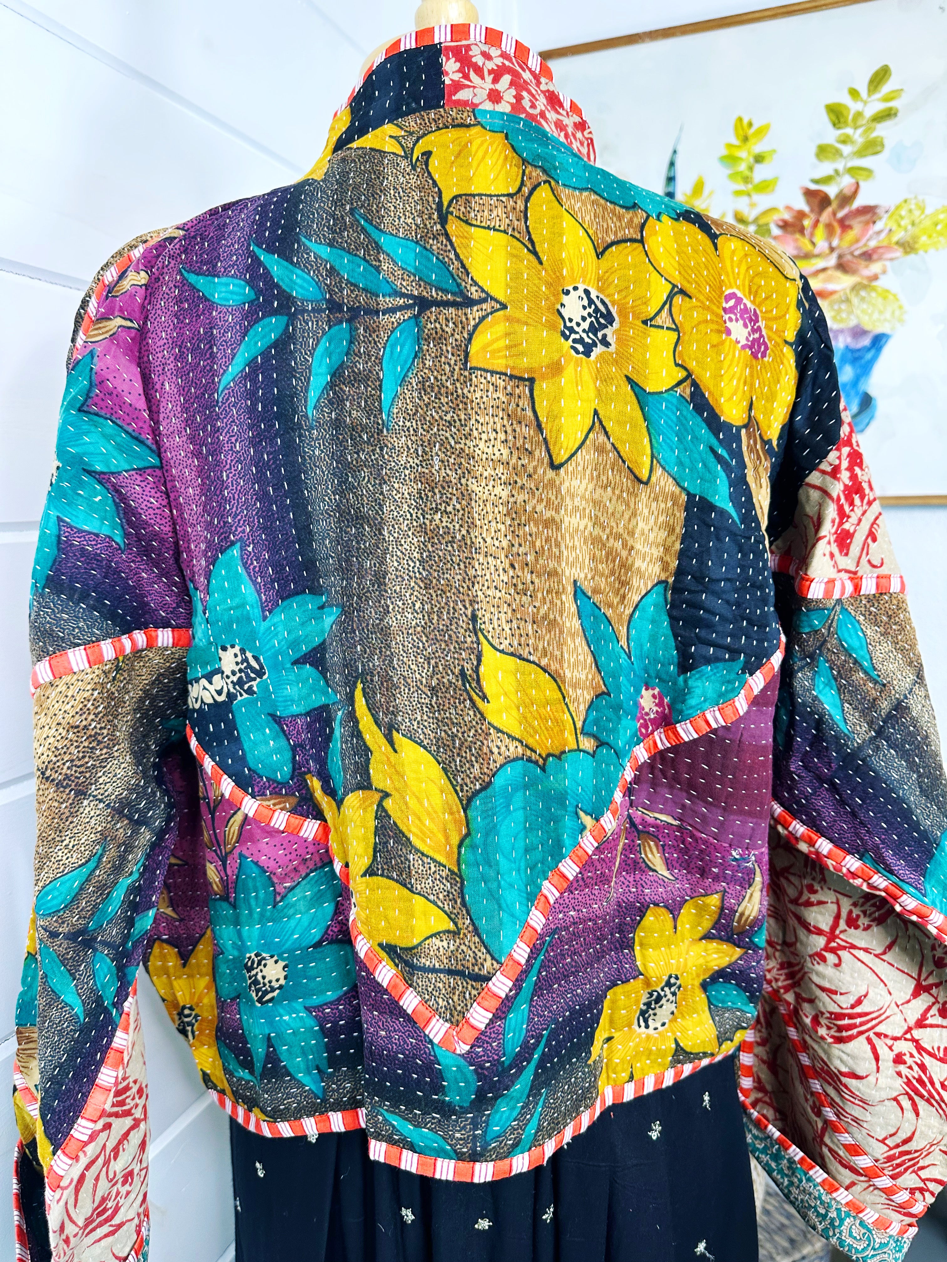 Kantha Quilted Bomber Jacket | Blanket Coat | Patchwork Coat