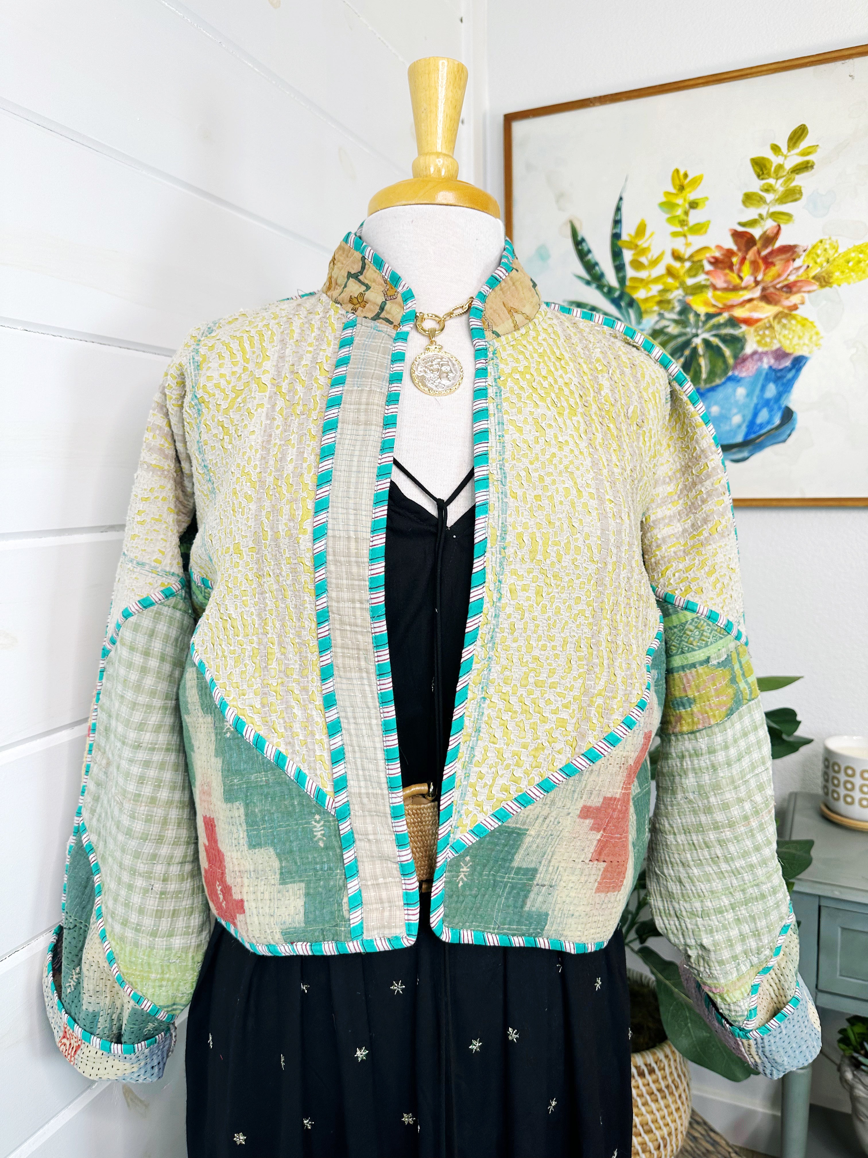 Kantha Quilted Bomber Jacket | Blanket Coat | Patchwork Coat