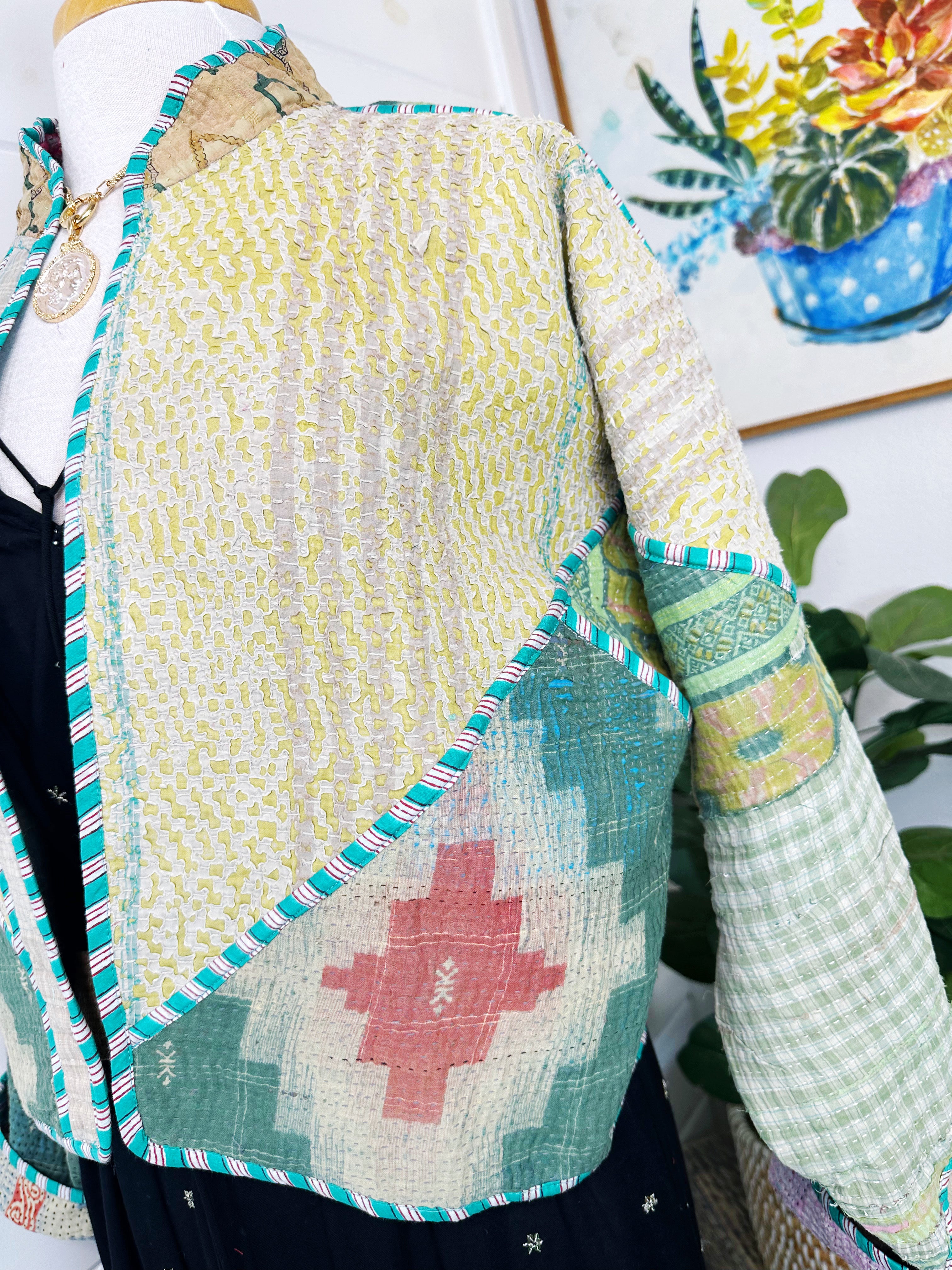Kantha Quilted Bomber Jacket | Blanket Coat | Patchwork Coat
