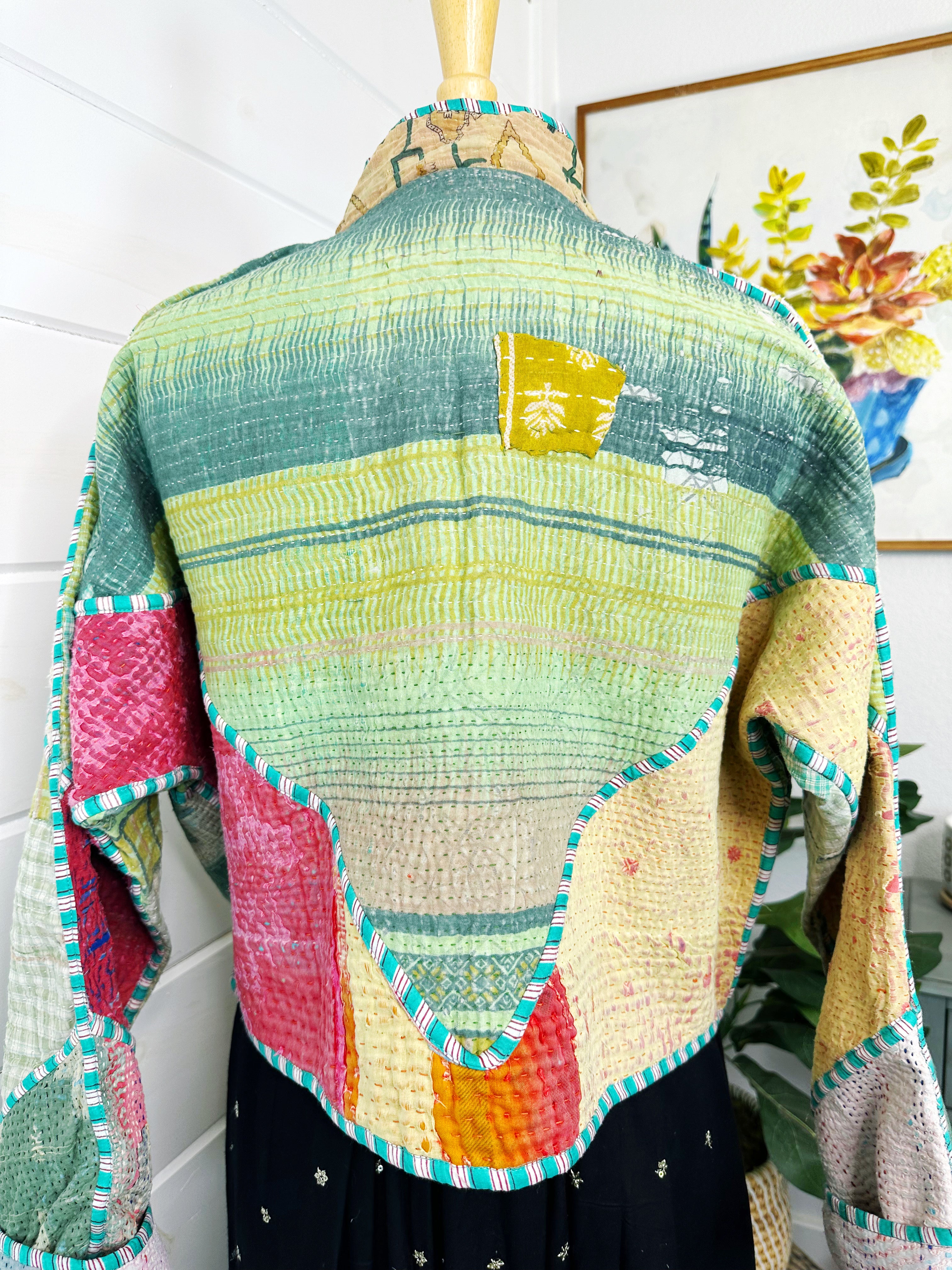 Kantha Quilted Bomber Jacket | Blanket Coat | Patchwork Coat