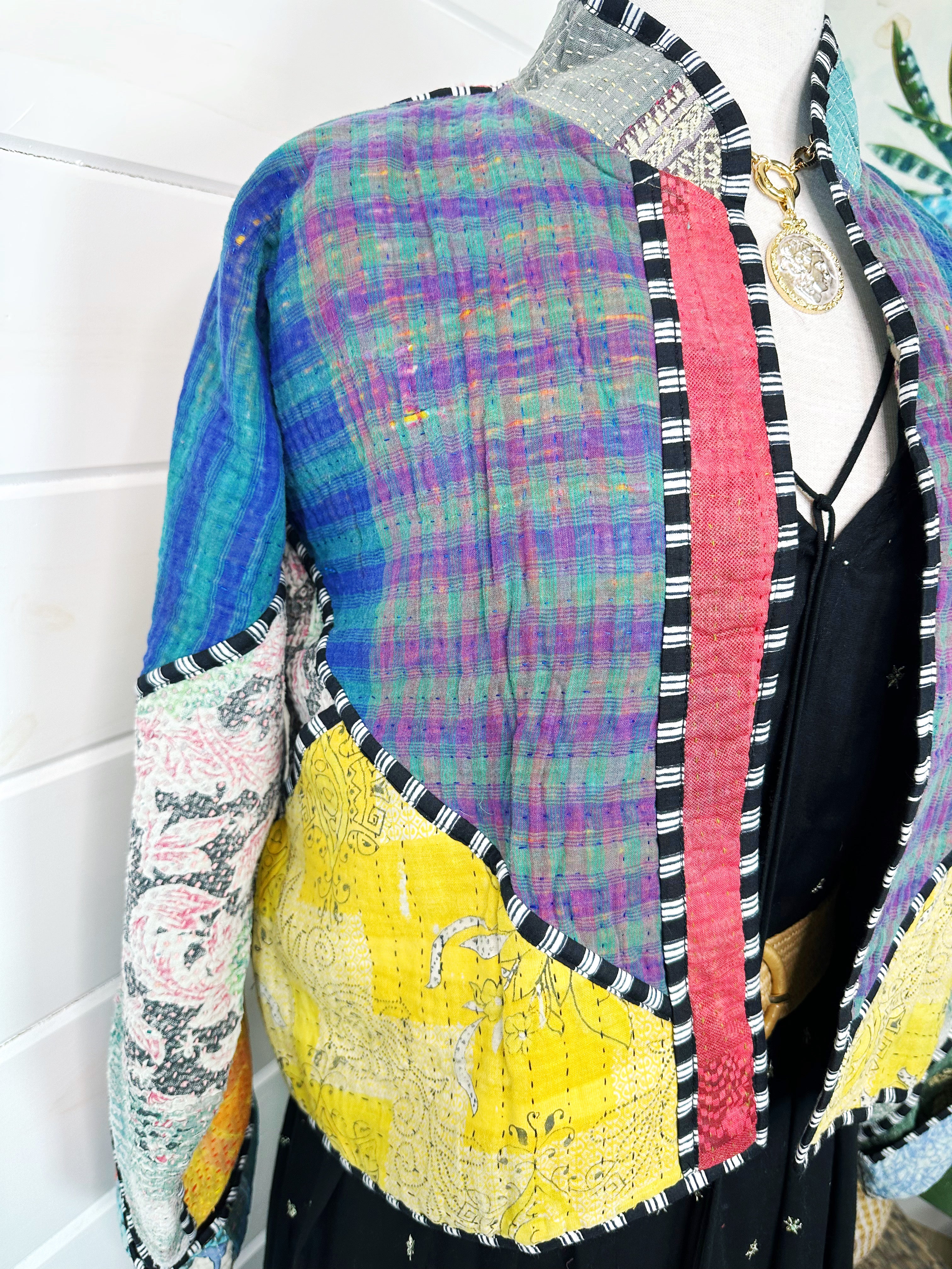 Kantha Quilted Bomber Jacket | Blanket Coat | Patchwork Coat