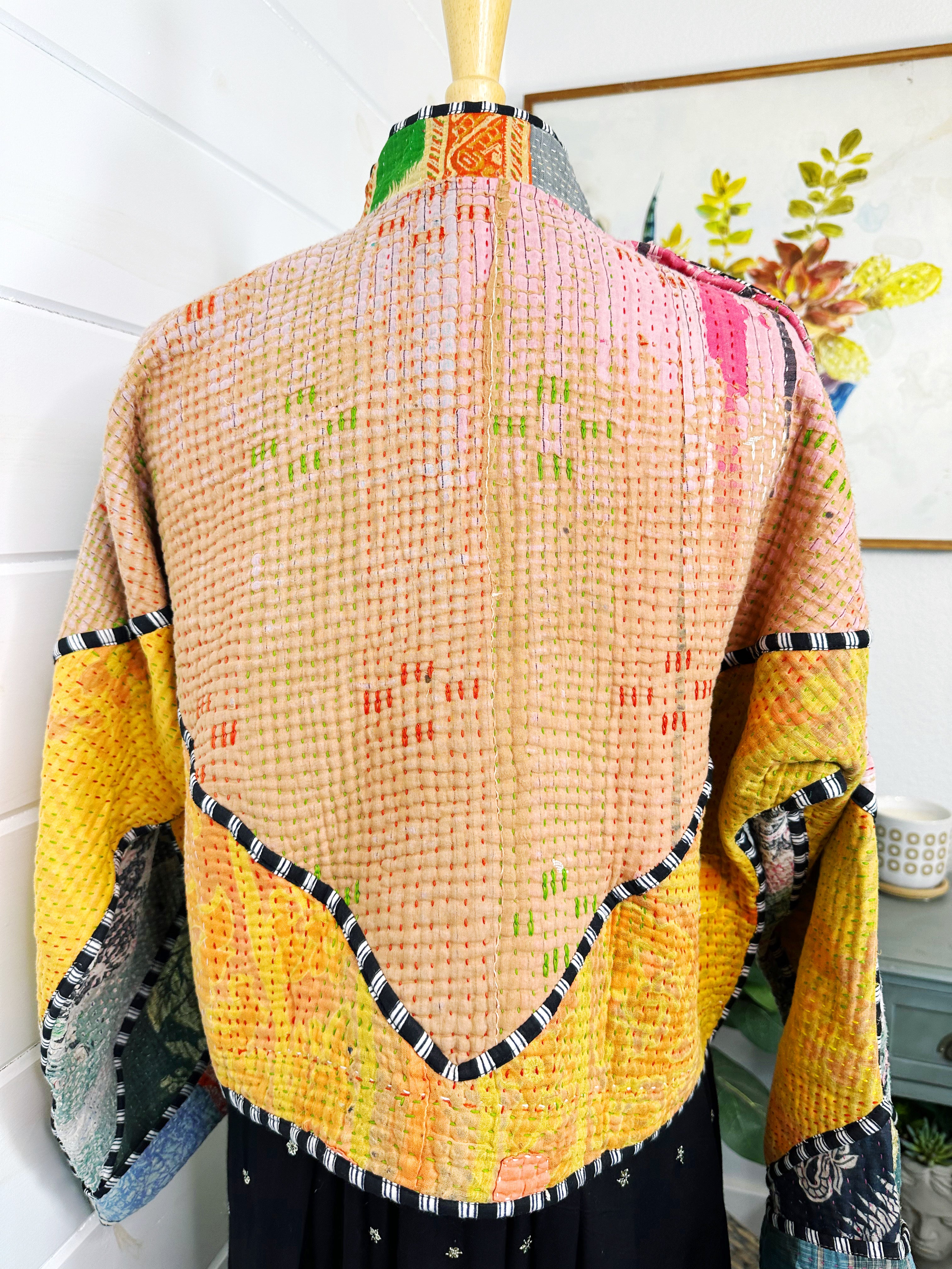 Kantha Quilted Bomber Jacket | Blanket Coat | Patchwork Coat