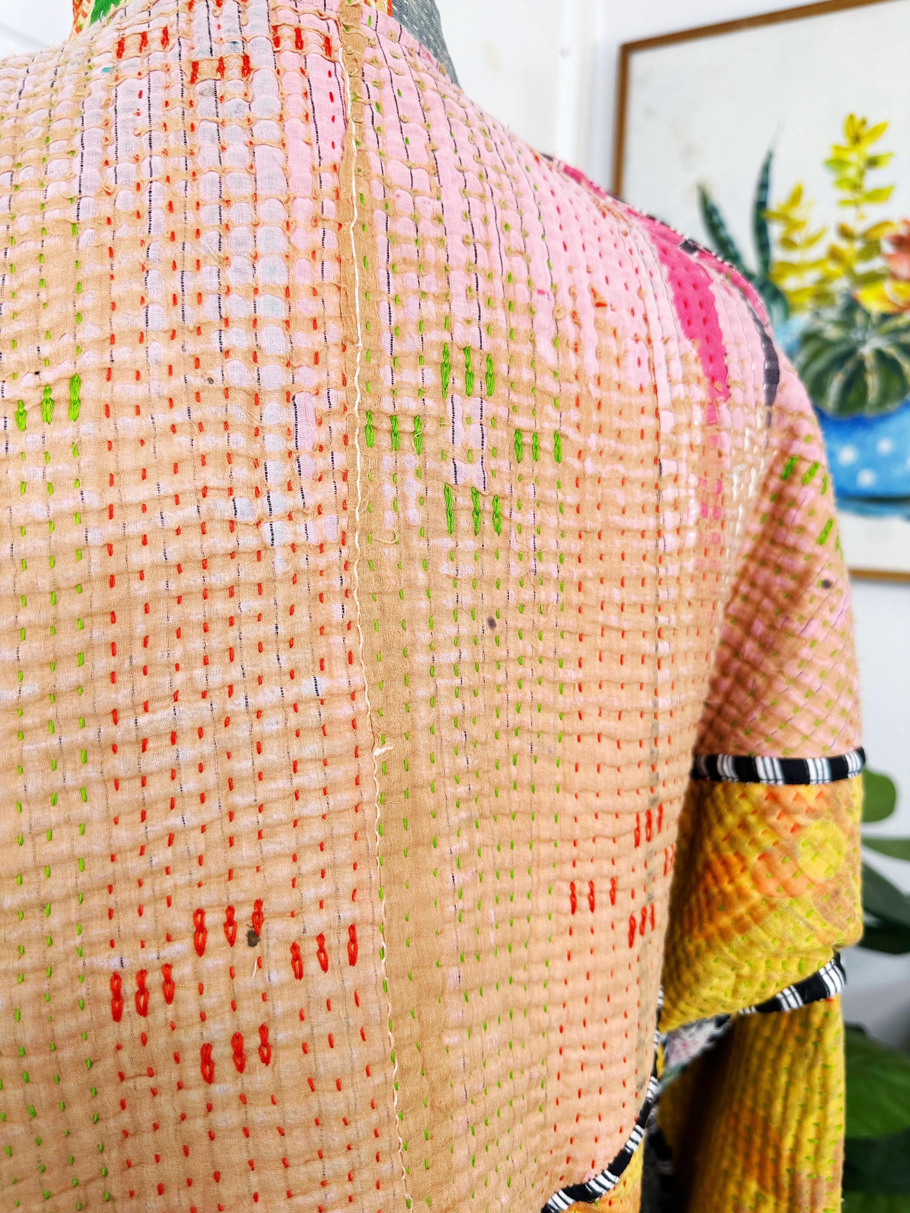 Kantha Quilted Bomber Jacket | Blanket Coat | Patchwork Coat