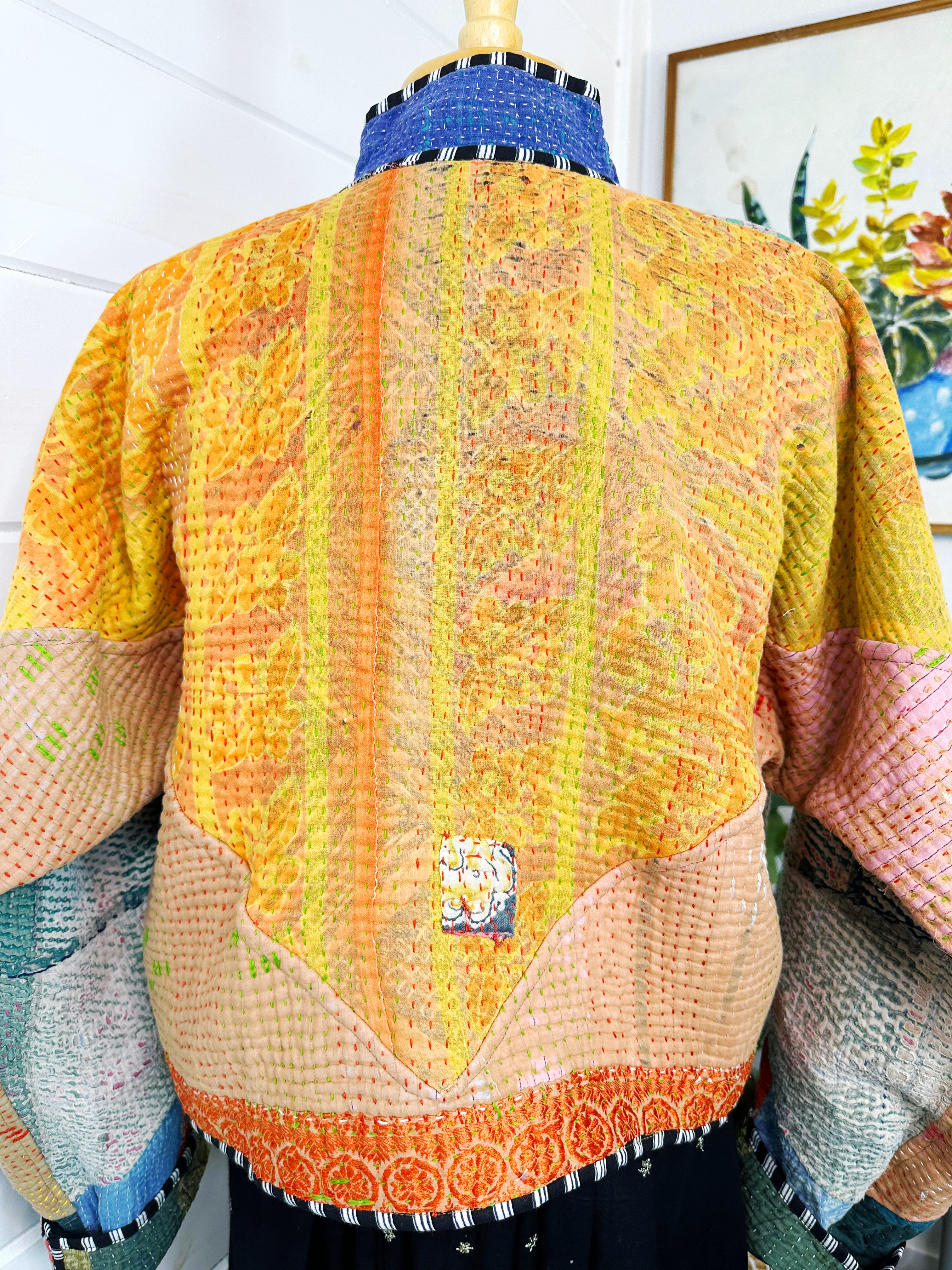 Kantha Quilted Bomber Jacket | Blanket Coat | Patchwork Coat