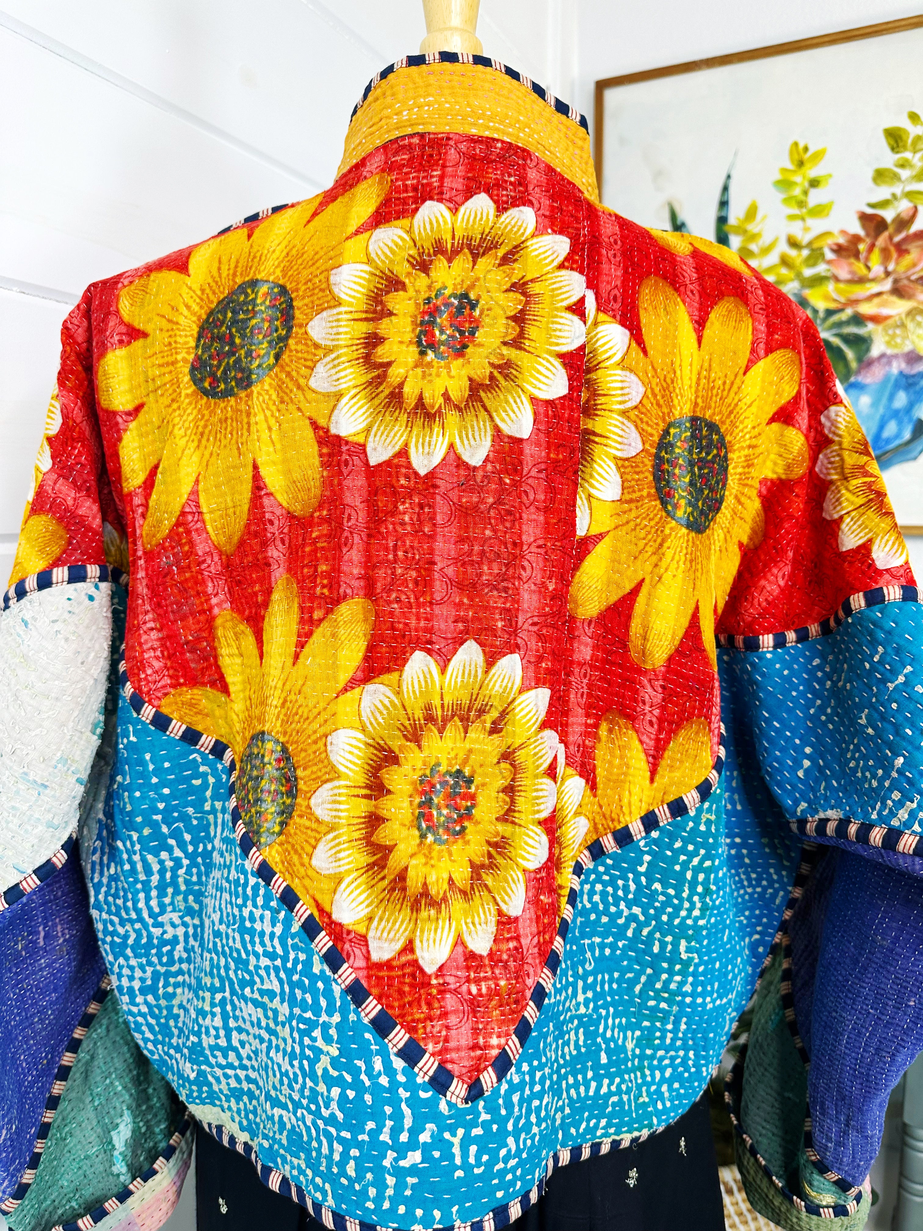 Kantha Quilted Bomber Jacket | Blanket Coat | Patchwork Coat