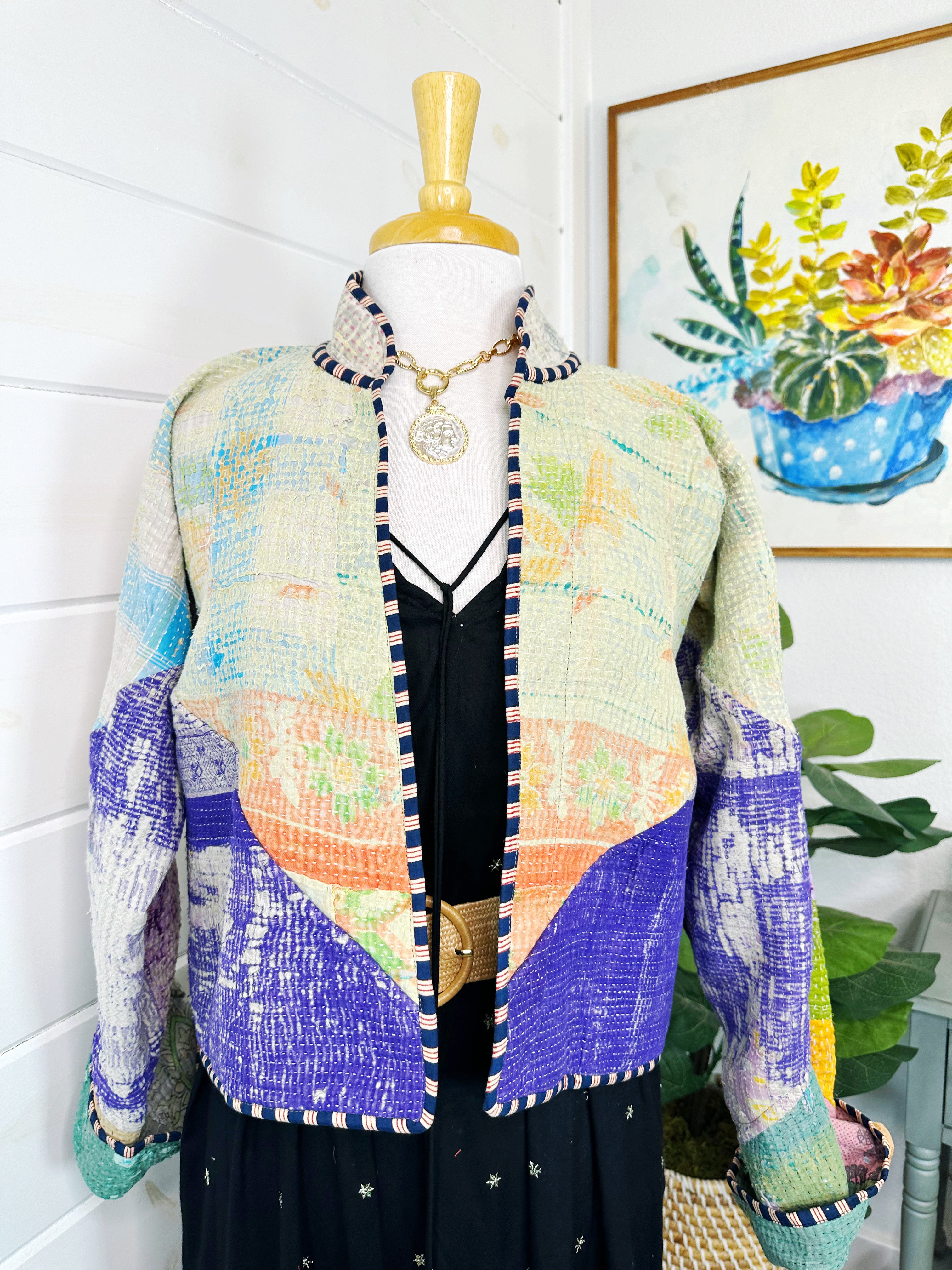 Kantha Quilted Bomber Jacket | Blanket Coat | Patchwork Coat
