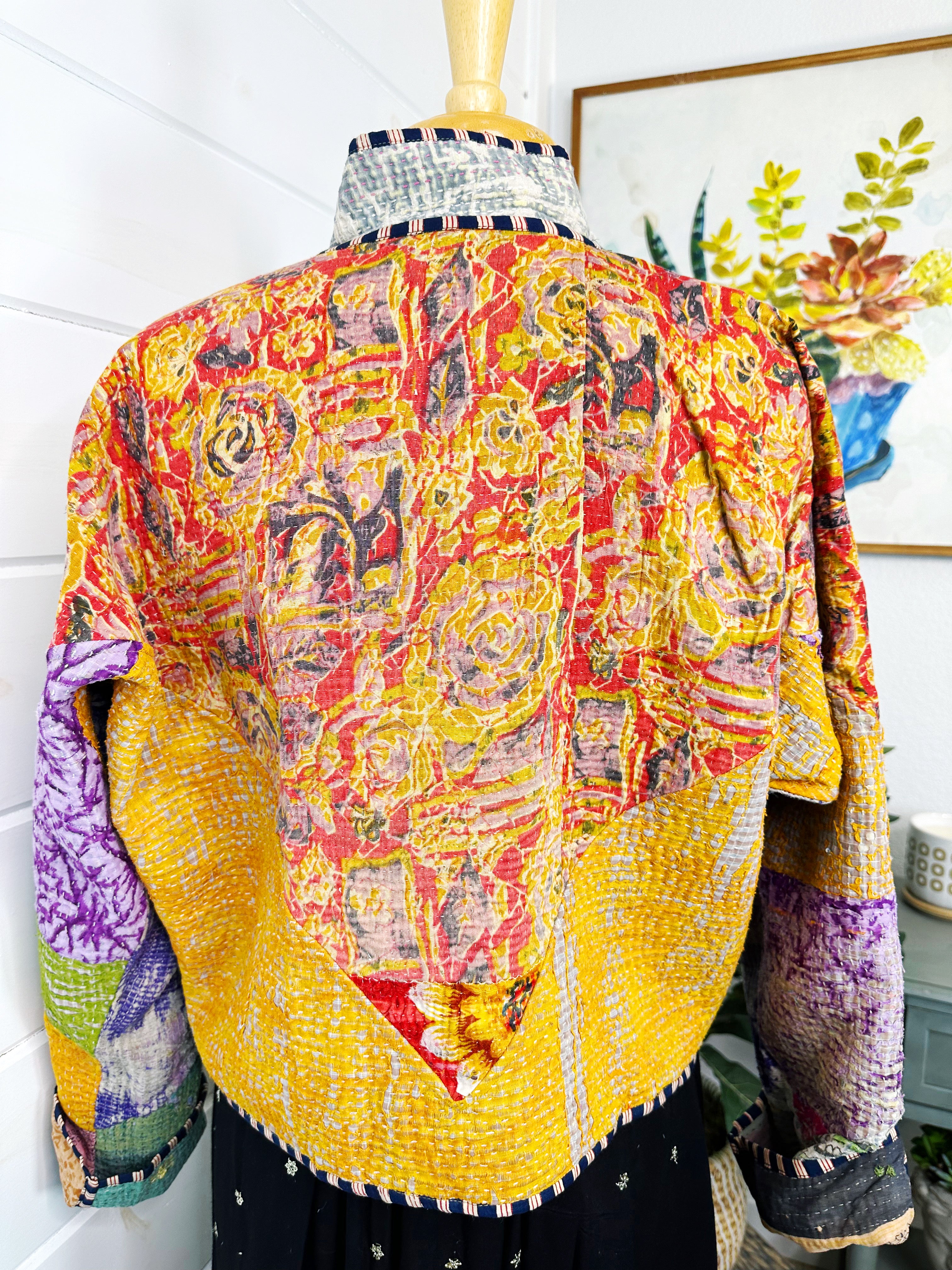 Kantha Quilted Bomber Jacket | Blanket Coat | Patchwork Coat