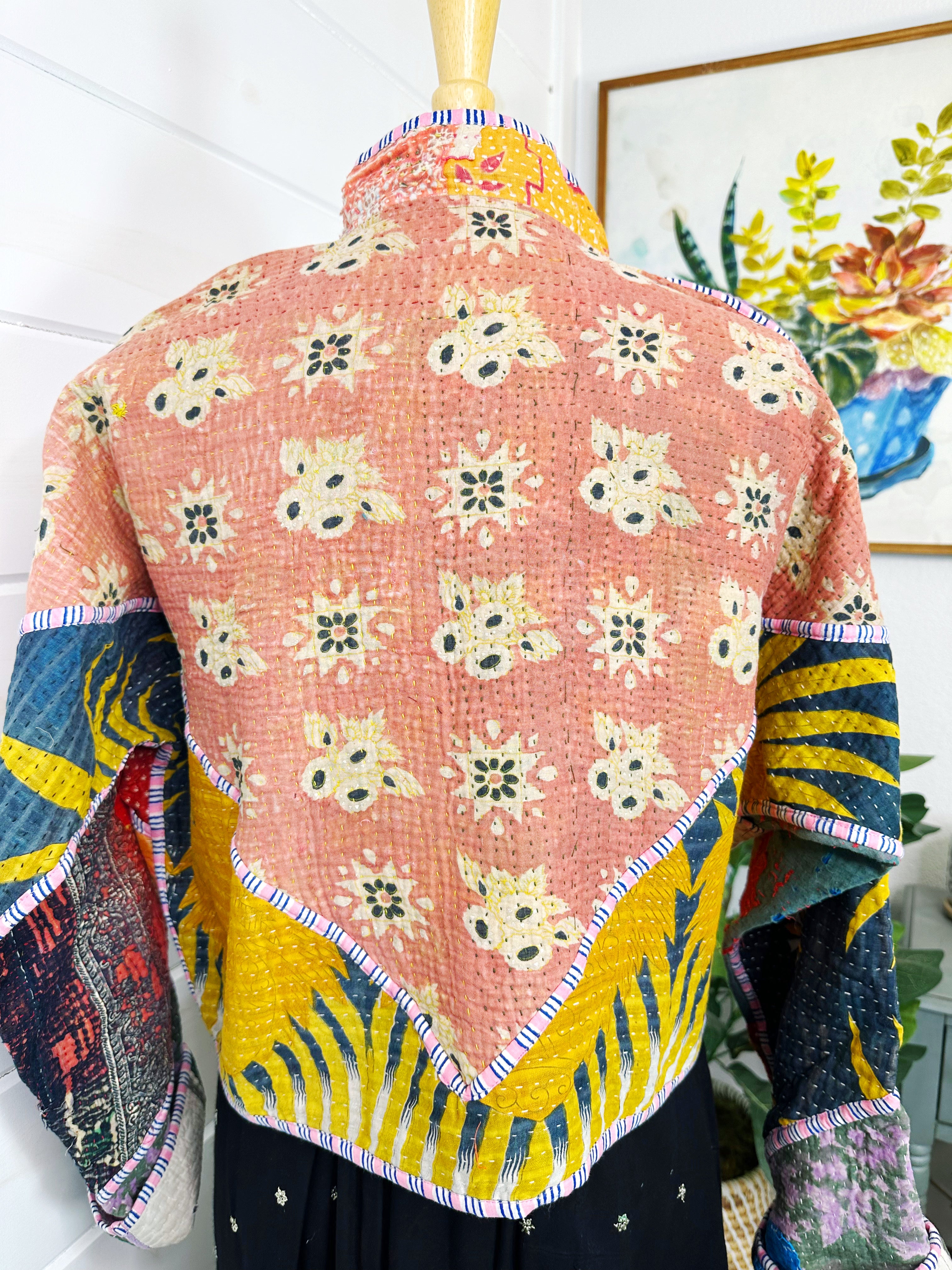 Kantha Quilted Bomber Jacket | Blanket Coat | Patchwork Coat