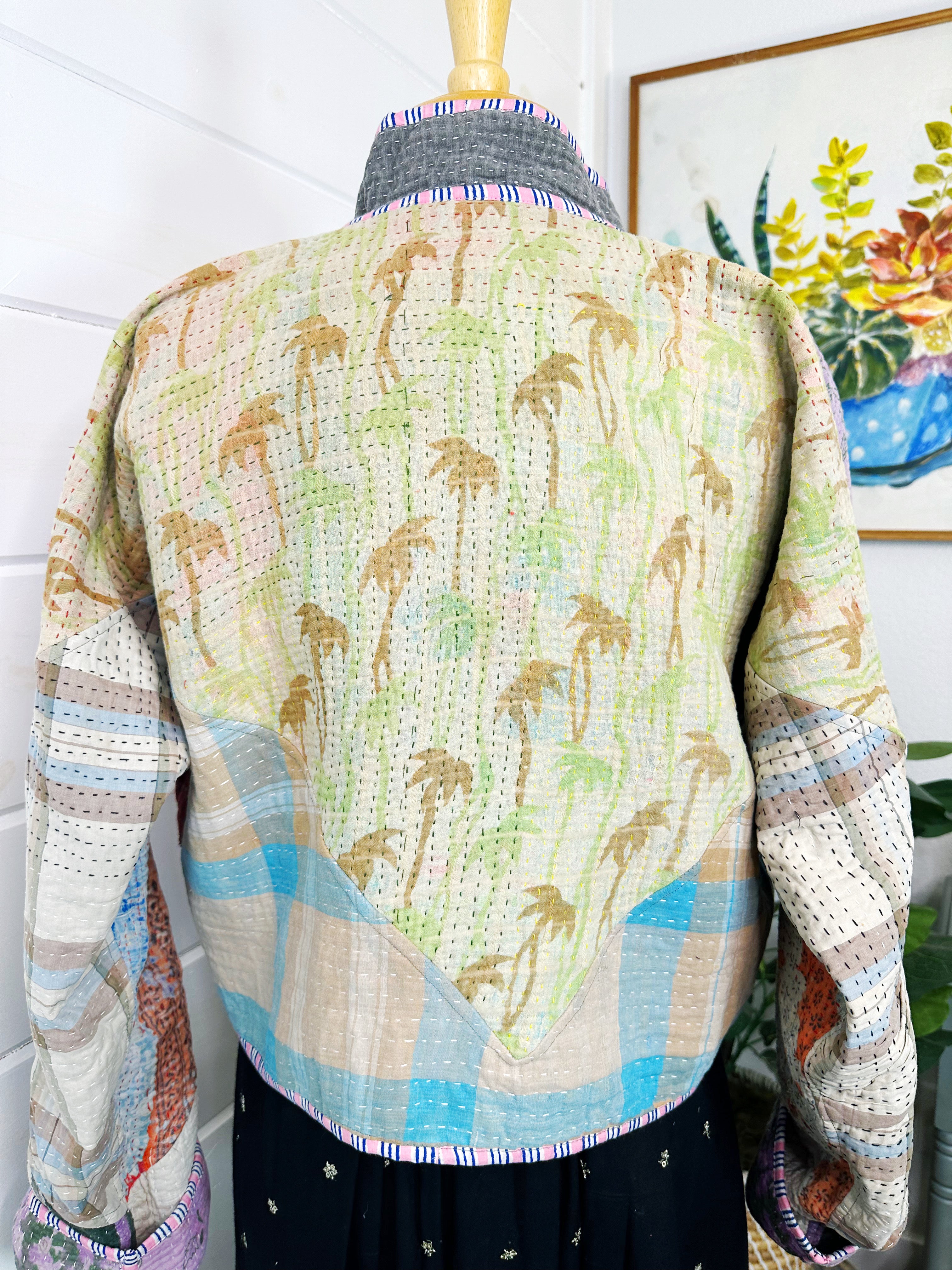 Kantha Quilted Bomber Jacket | Blanket Coat | Patchwork Coat