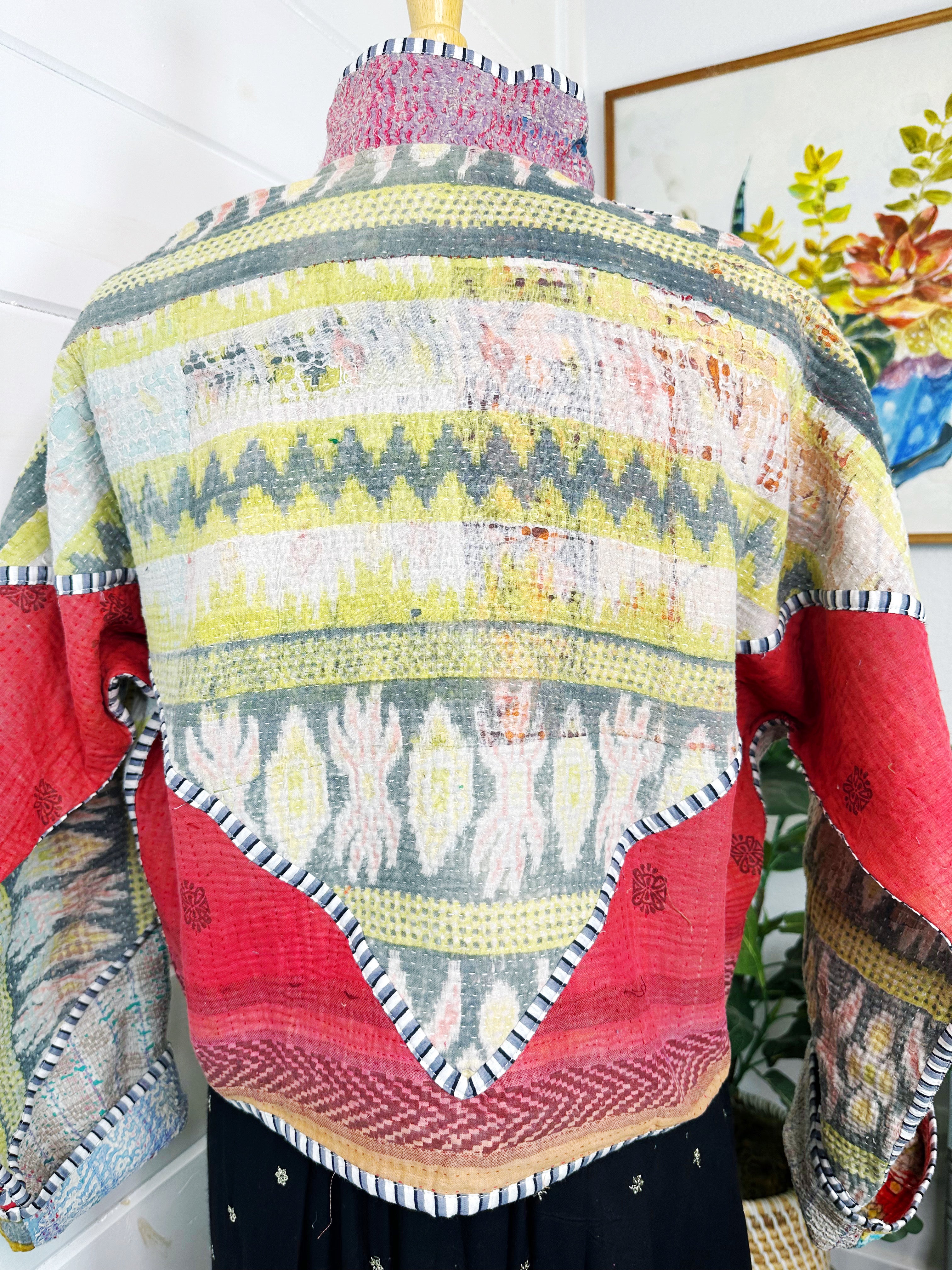 Kantha Quilted Bomber Jacket | Blanket Coat | Patchwork Coat