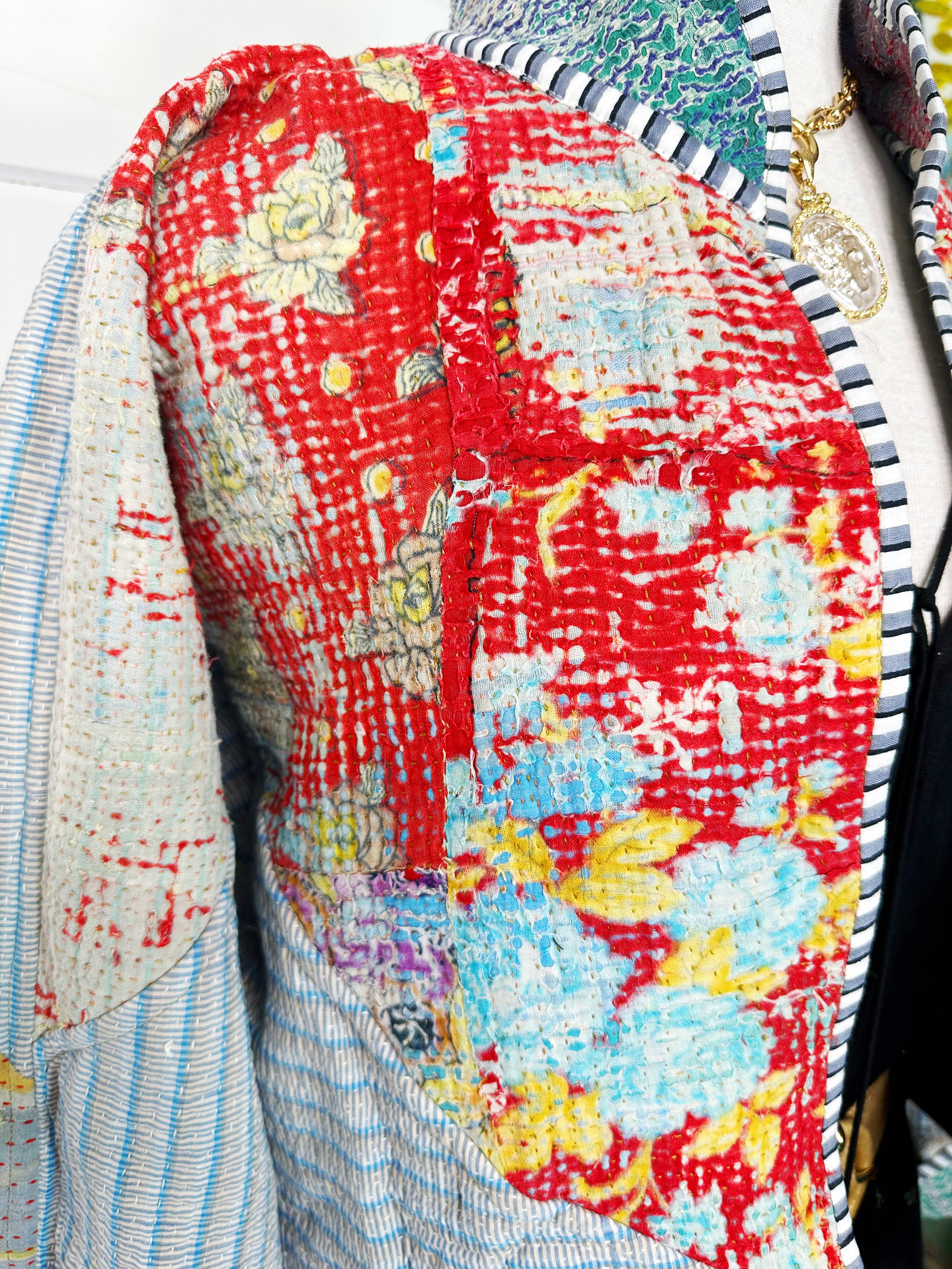 Kantha Quilted Bomber Jacket | Blanket Coat | Patchwork Coat