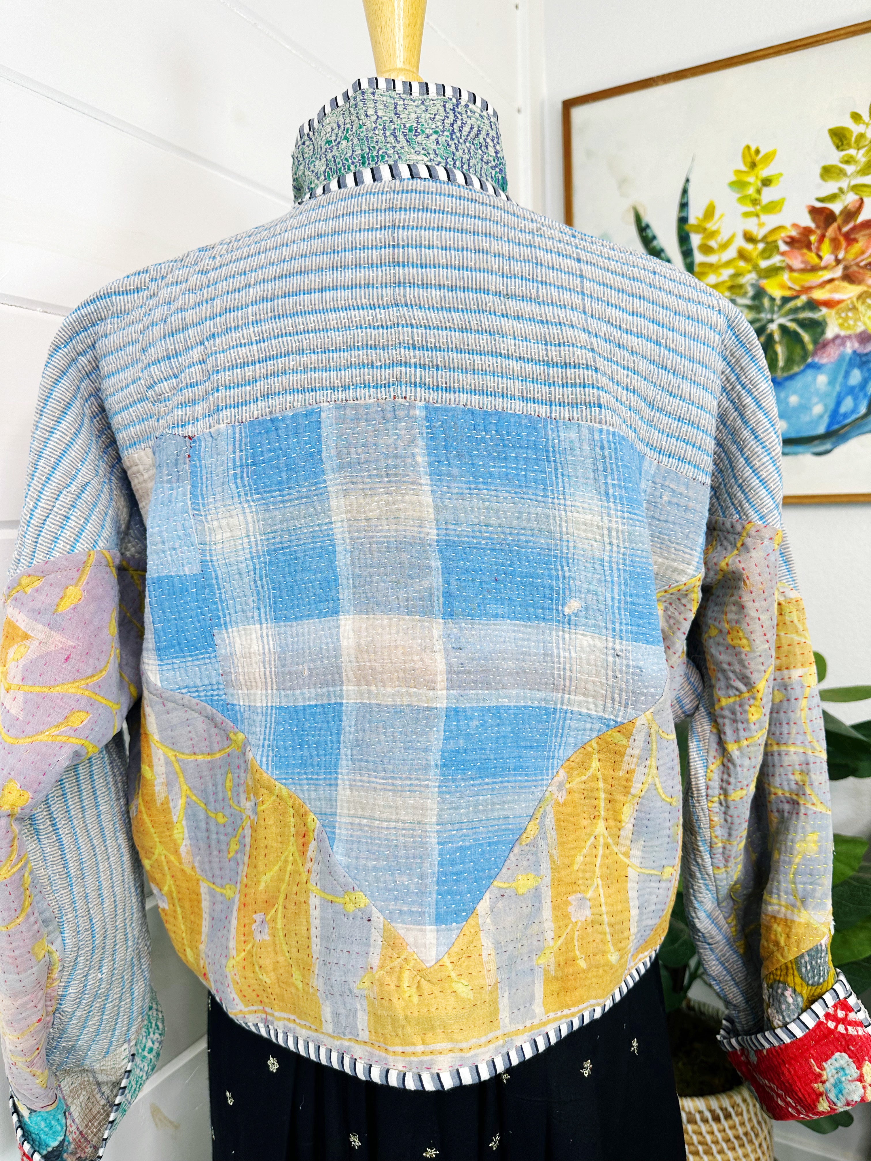 Kantha Quilted Bomber Jacket | Blanket Coat | Patchwork Coat