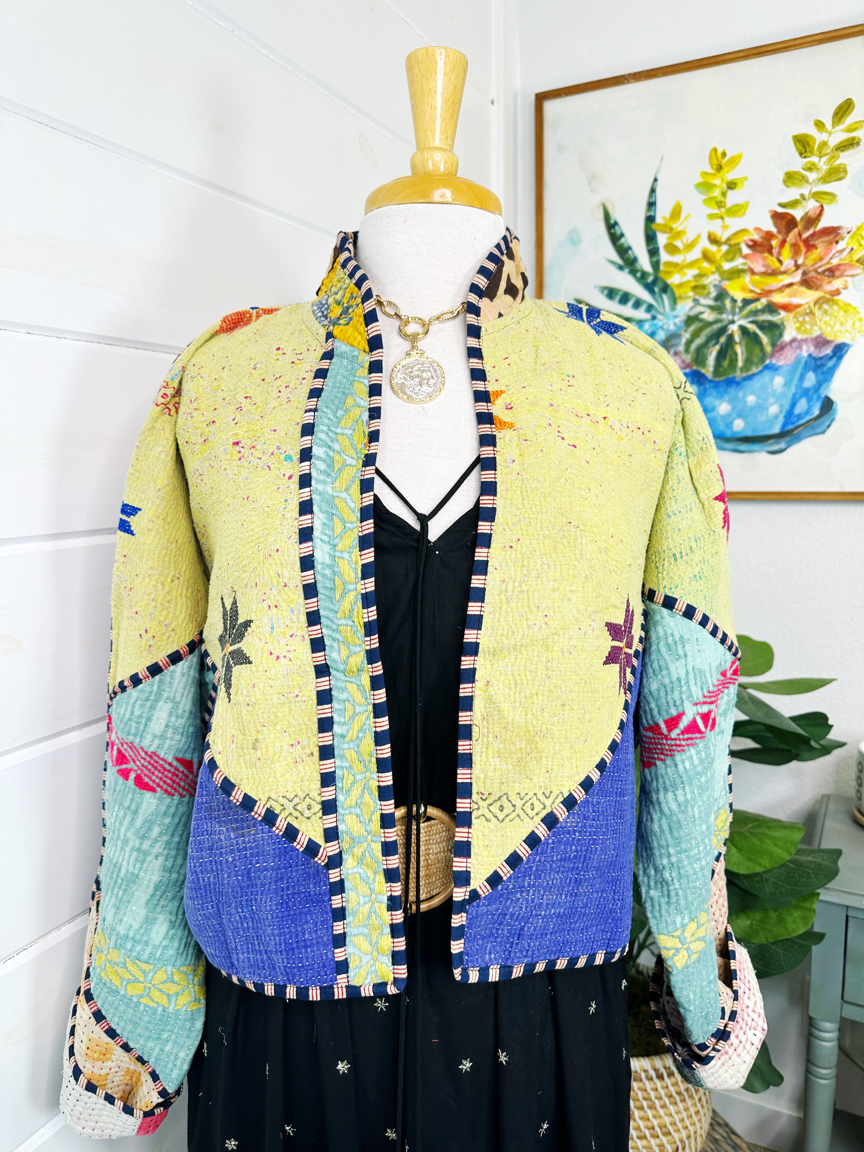 Kantha Quilted Bomber Jacket | Blanket Coat | Patchwork Coat