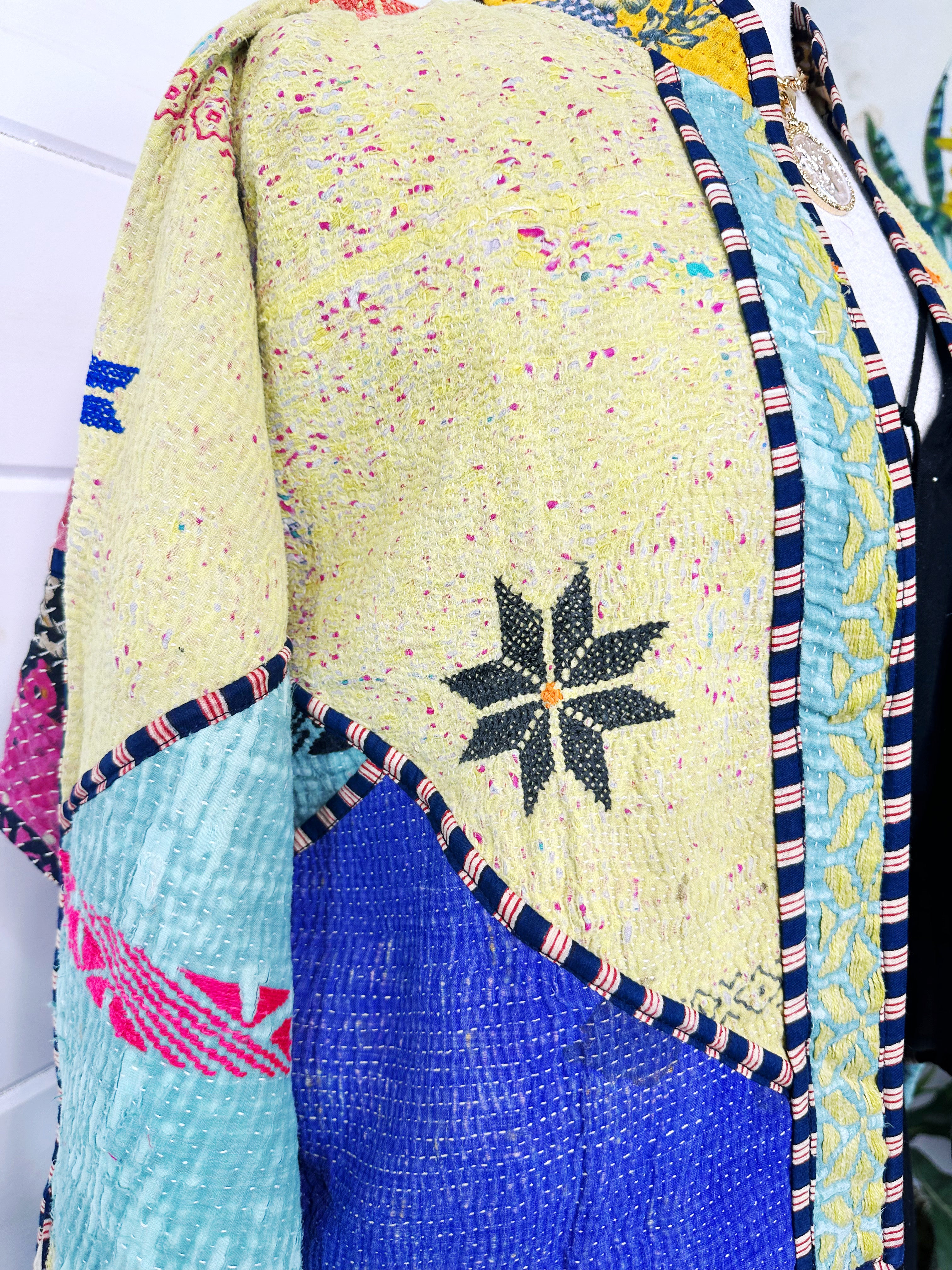 Kantha Quilted Bomber Jacket | Blanket Coat | Patchwork Coat