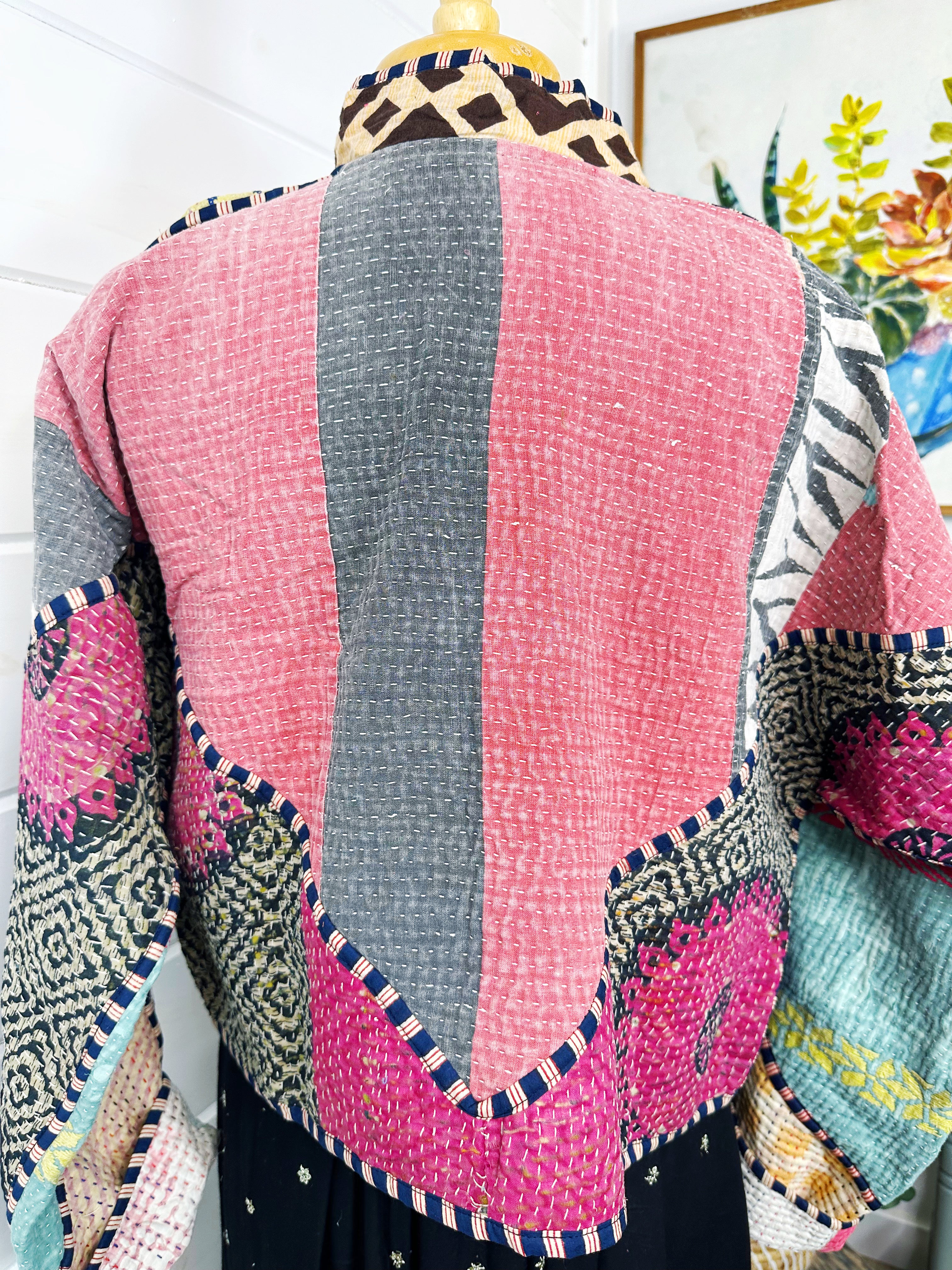 Kantha Quilted Bomber Jacket | Blanket Coat | Patchwork Coat