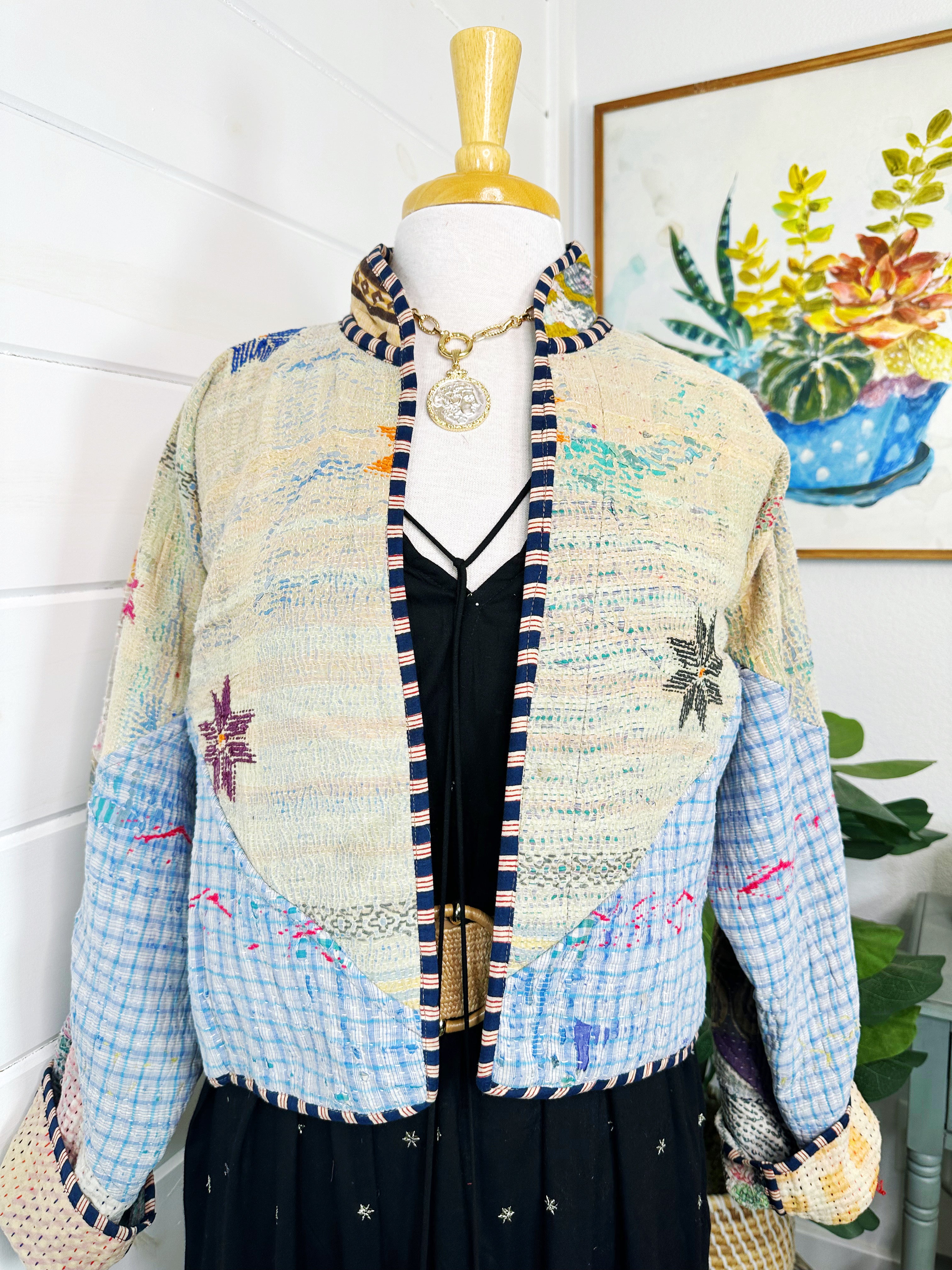 Kantha Quilted Bomber Jacket | Blanket Coat | Patchwork Coat