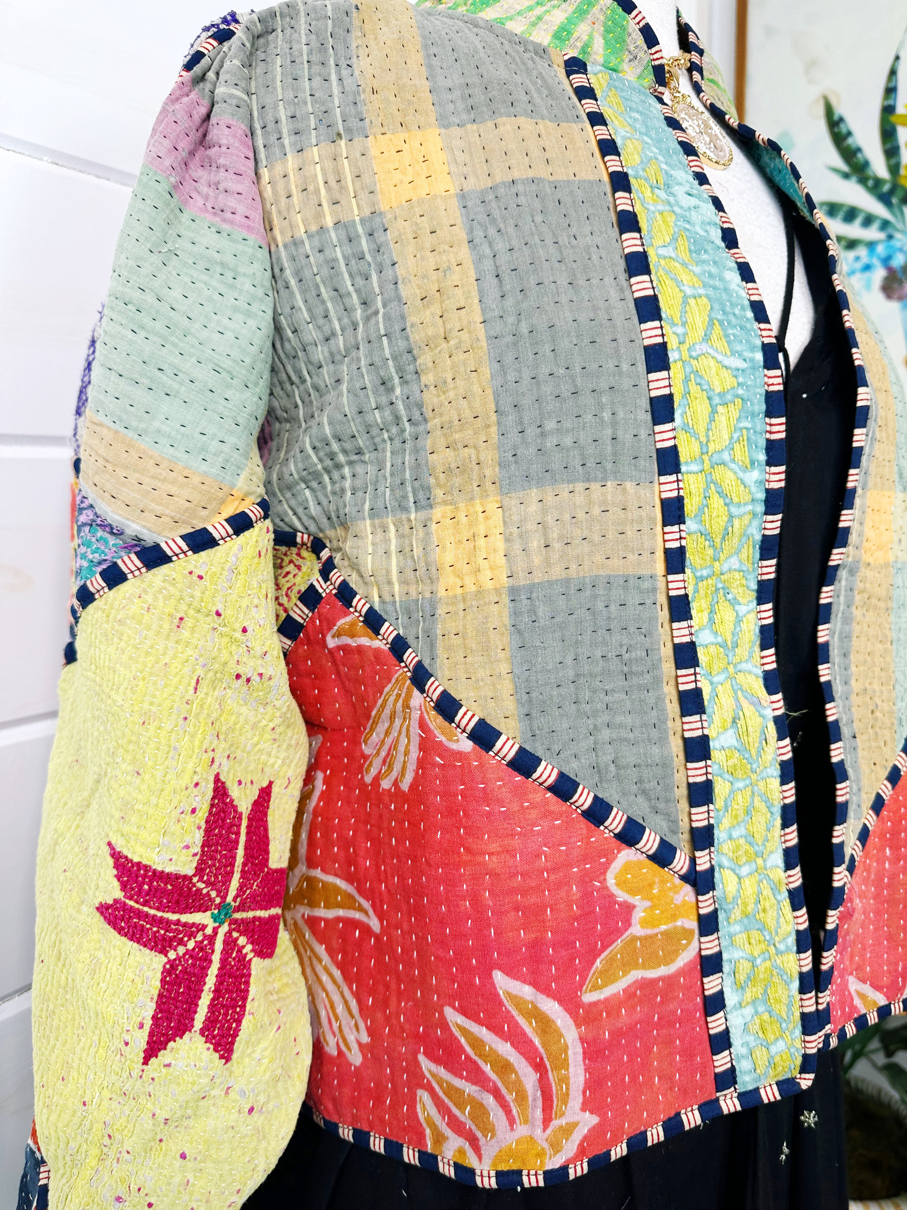 Kantha Quilted Bomber Jacket | Blanket Coat | Patchwork Coat