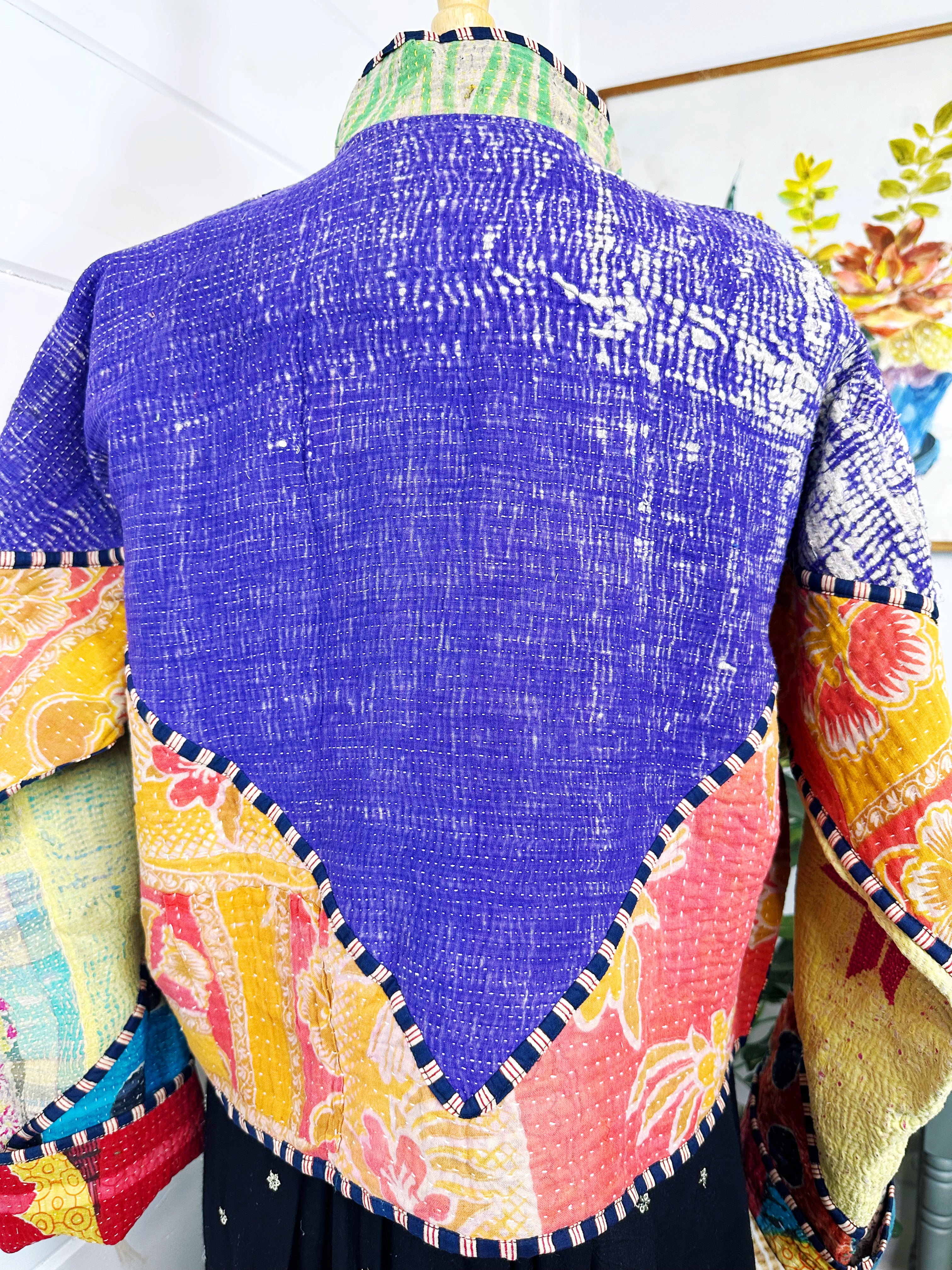 Kantha Quilted Bomber Jacket | Blanket Coat | Patchwork Coat