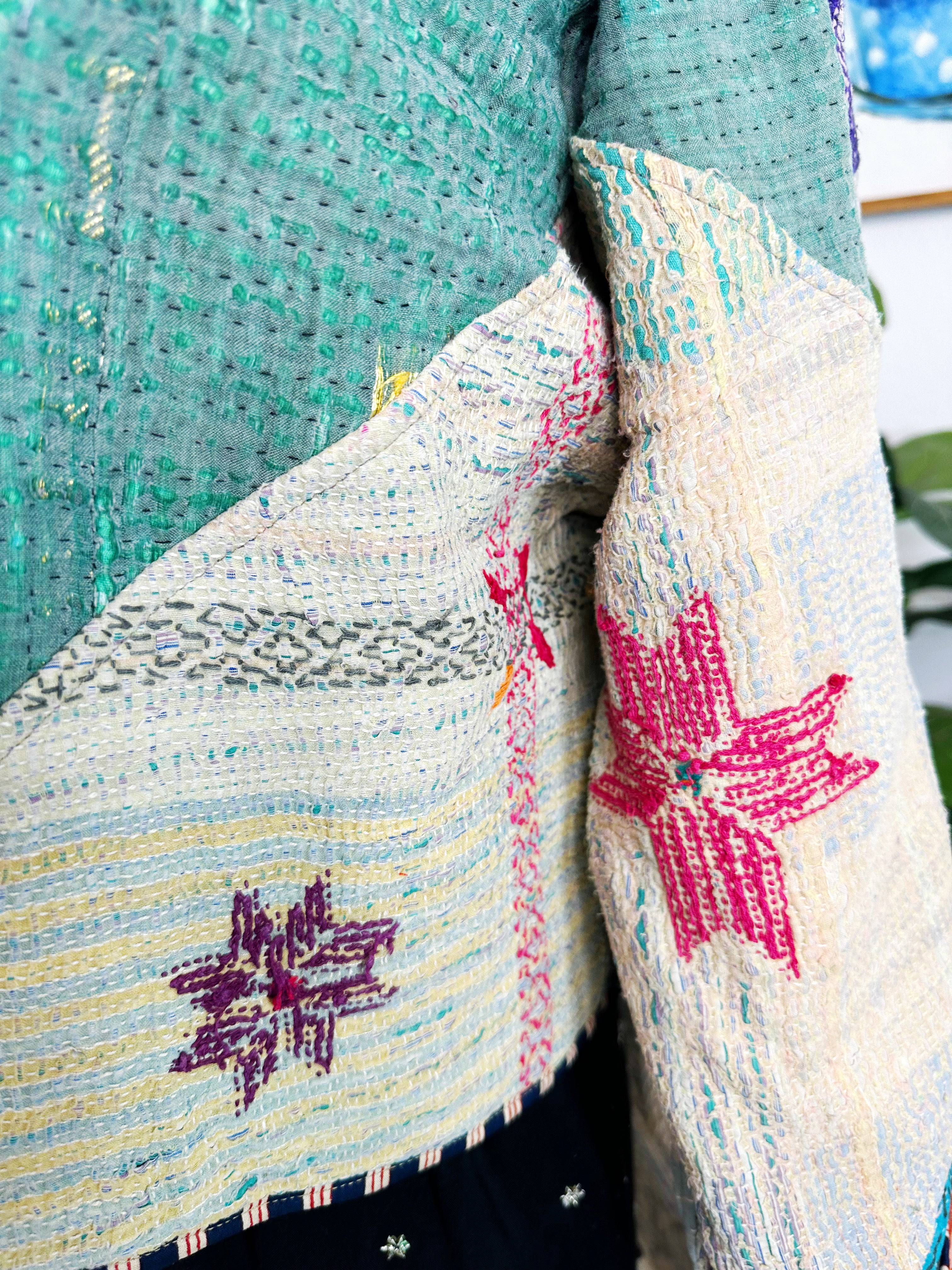 Kantha Quilted Bomber Jacket | Blanket Coat | Patchwork Coat