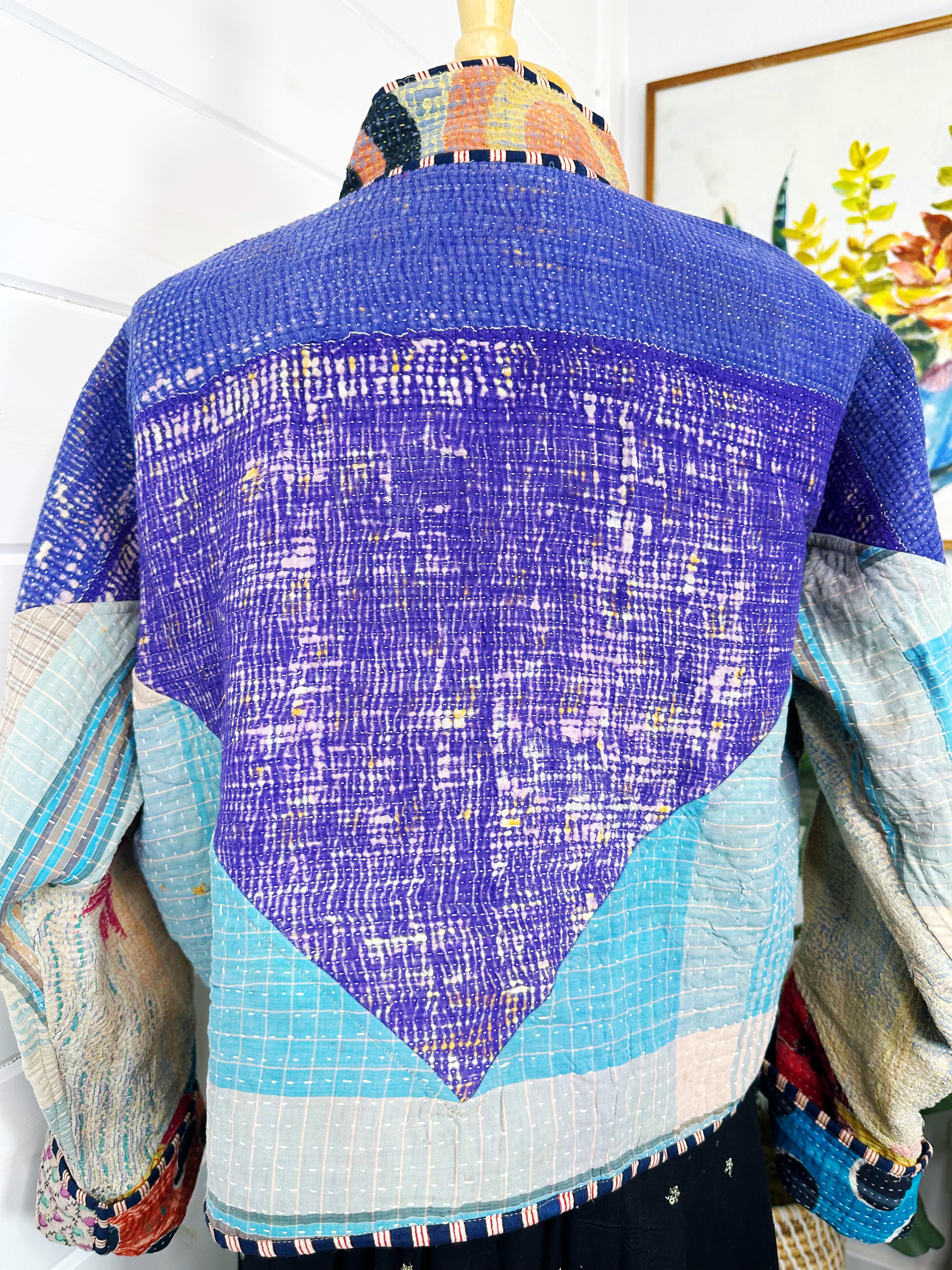 Kantha Quilted Bomber Jacket | Blanket Coat | Patchwork Coat