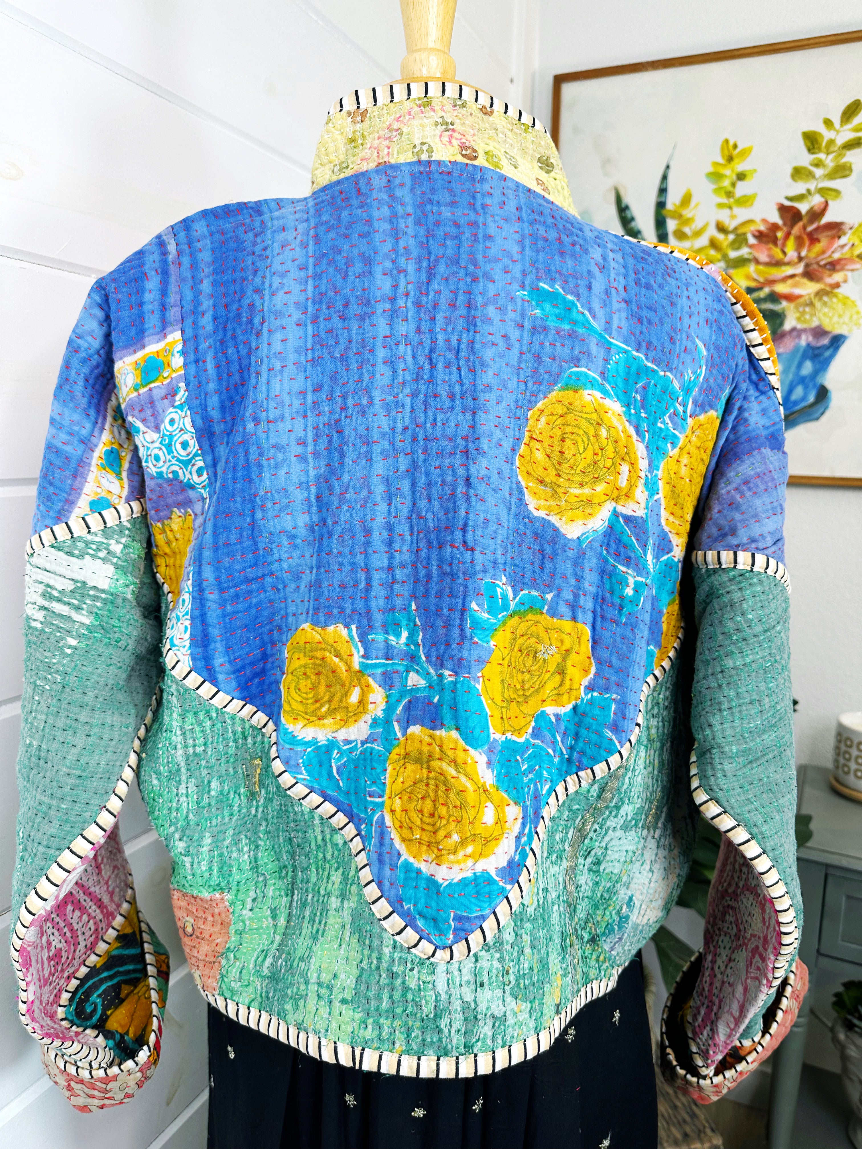 Kantha Quilted Bomber Jacket | Blanket Coat | Patchwork Coat