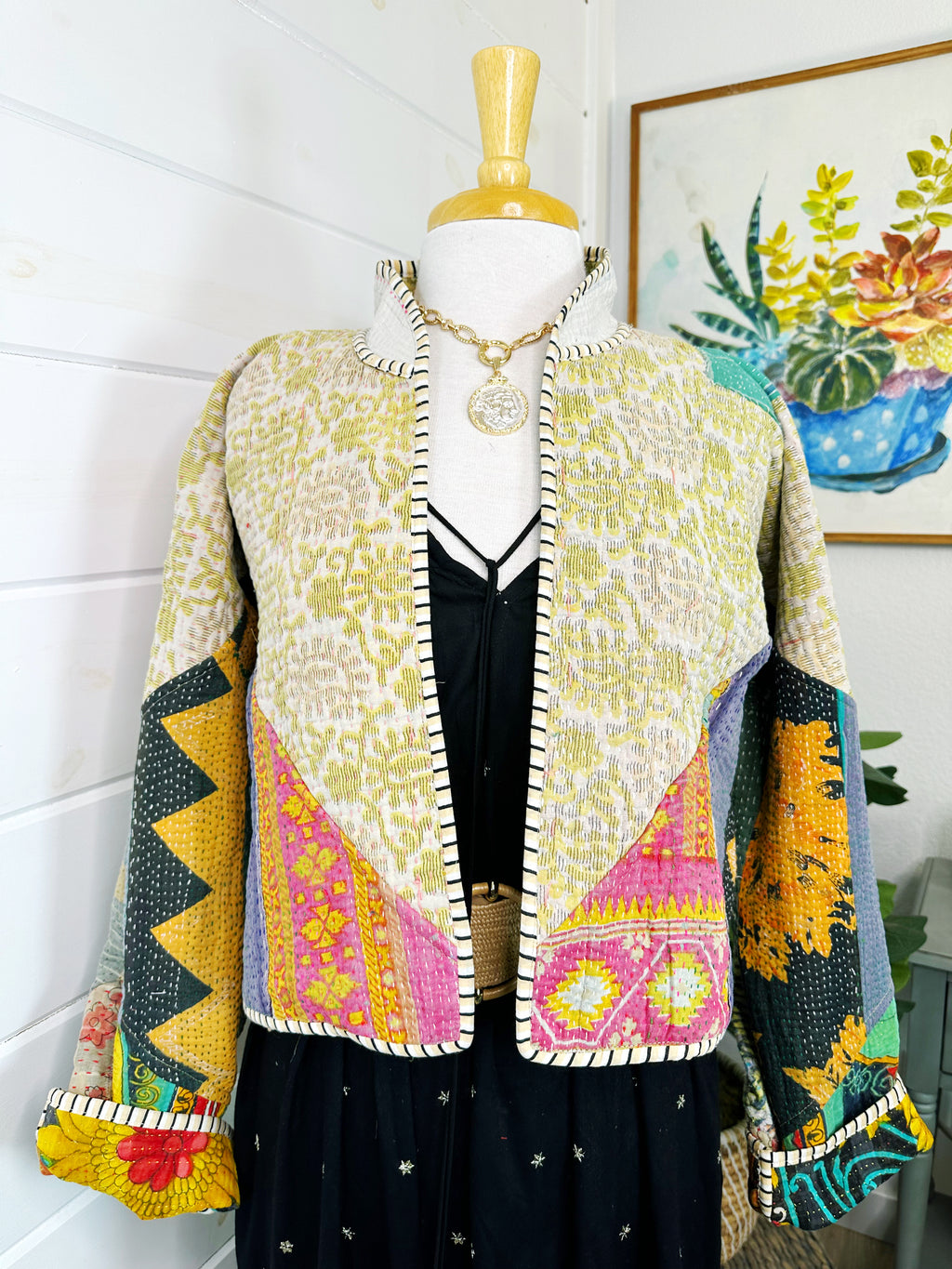 Kantha Quilted Bomber Jacket | Blanket Coat | Patchwork Coat