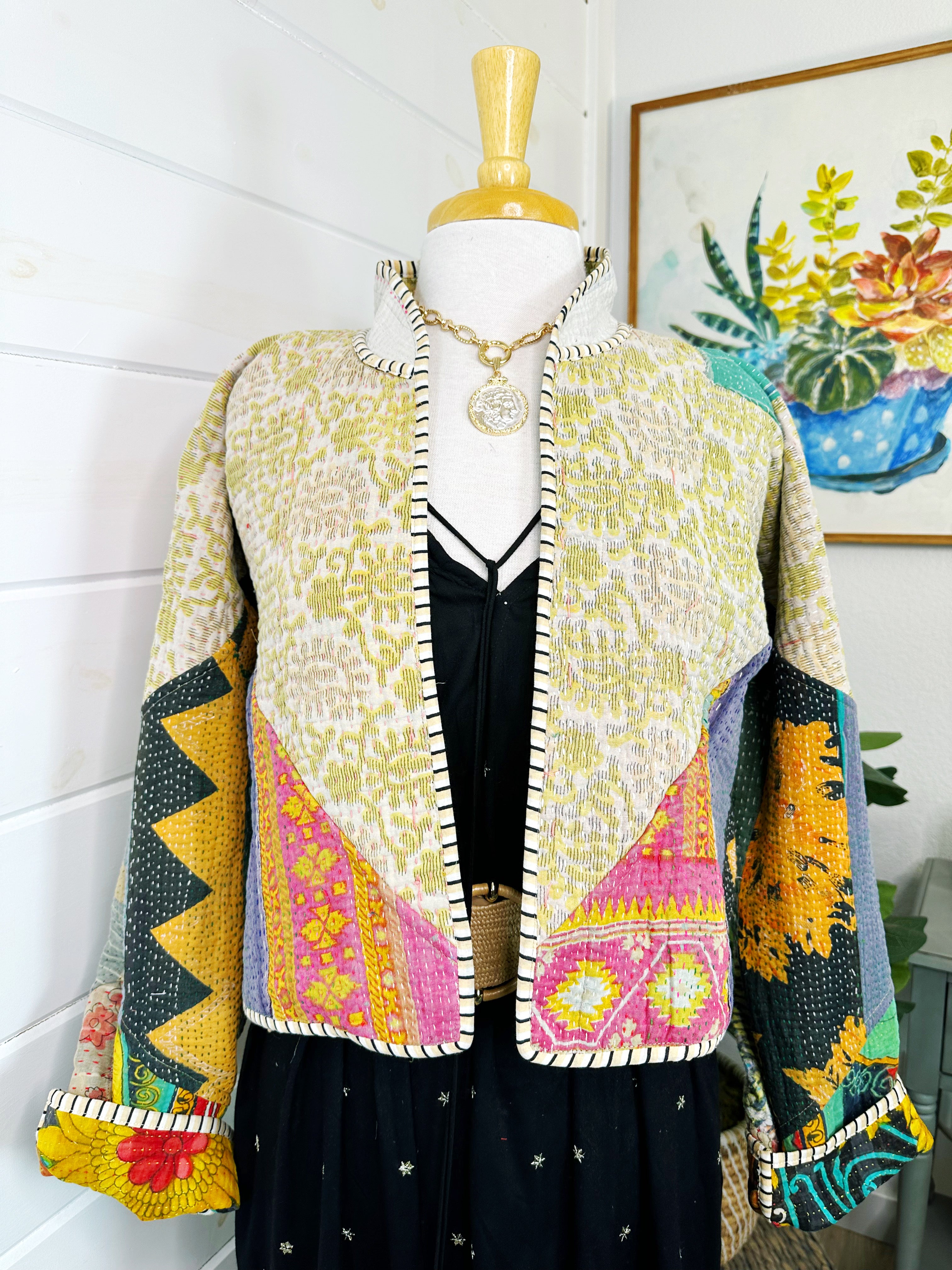 Kantha Quilted Bomber Jacket | Blanket Coat | Patchwork Coat