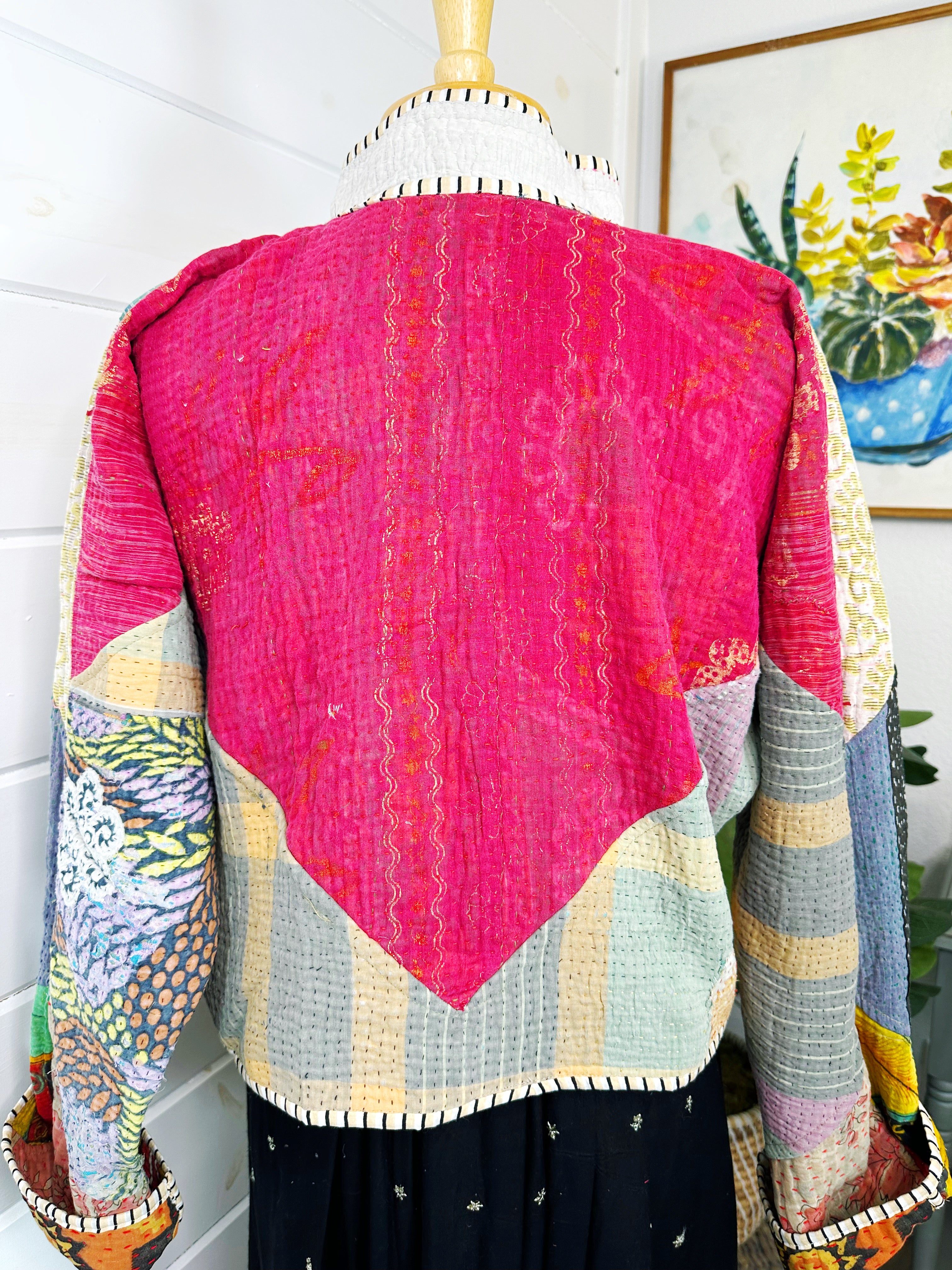 Kantha Quilted Bomber Jacket | Blanket Coat | Patchwork Coat