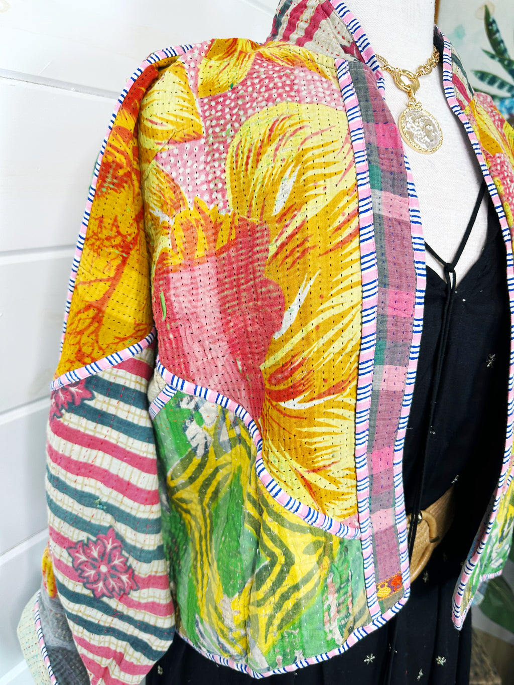 Kantha Quilted Bomber Jacket | Blanket Coat | Patchwork Coat