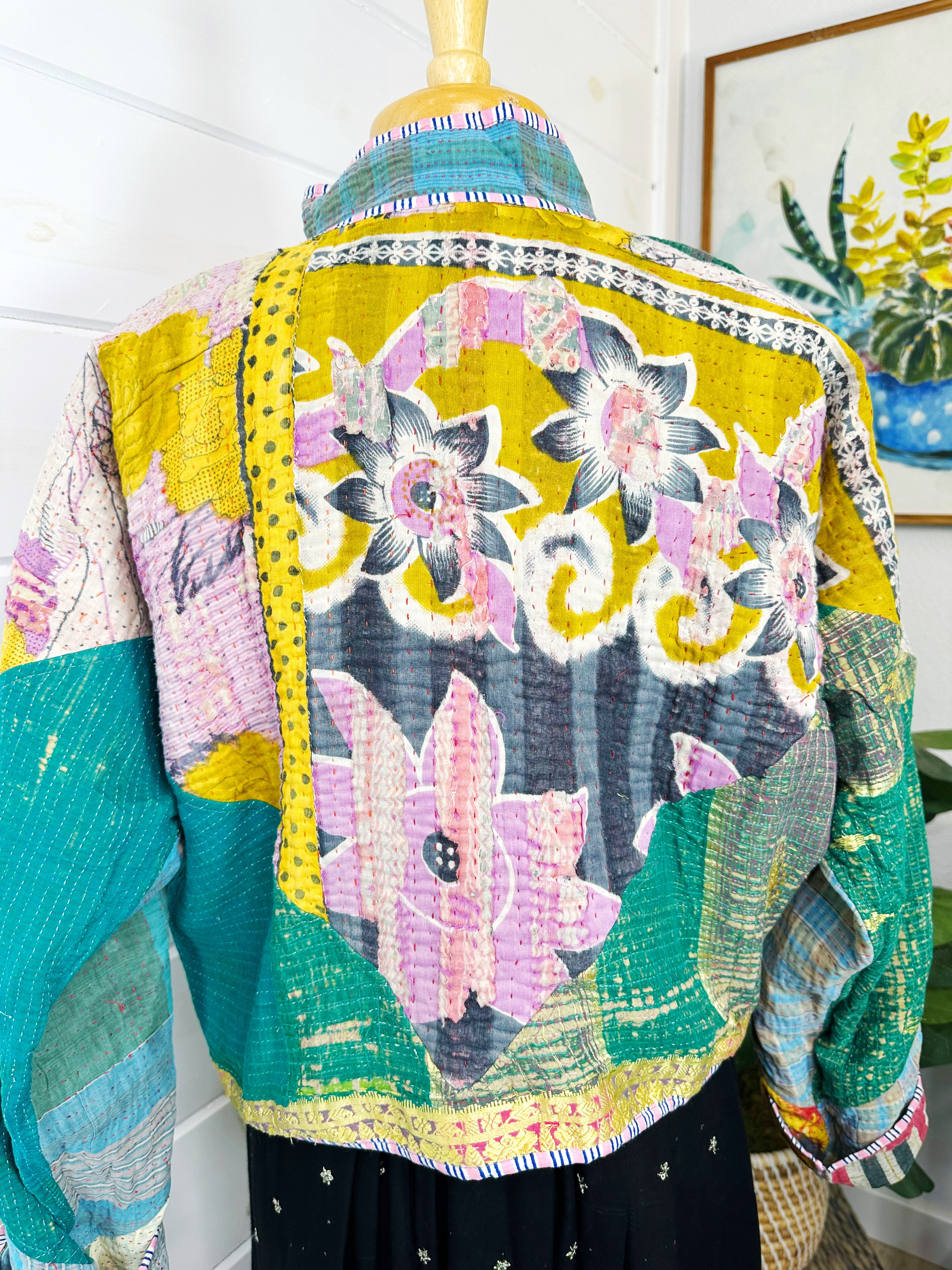 Kantha Quilted Bomber Jacket | Blanket Coat | Patchwork Coat
