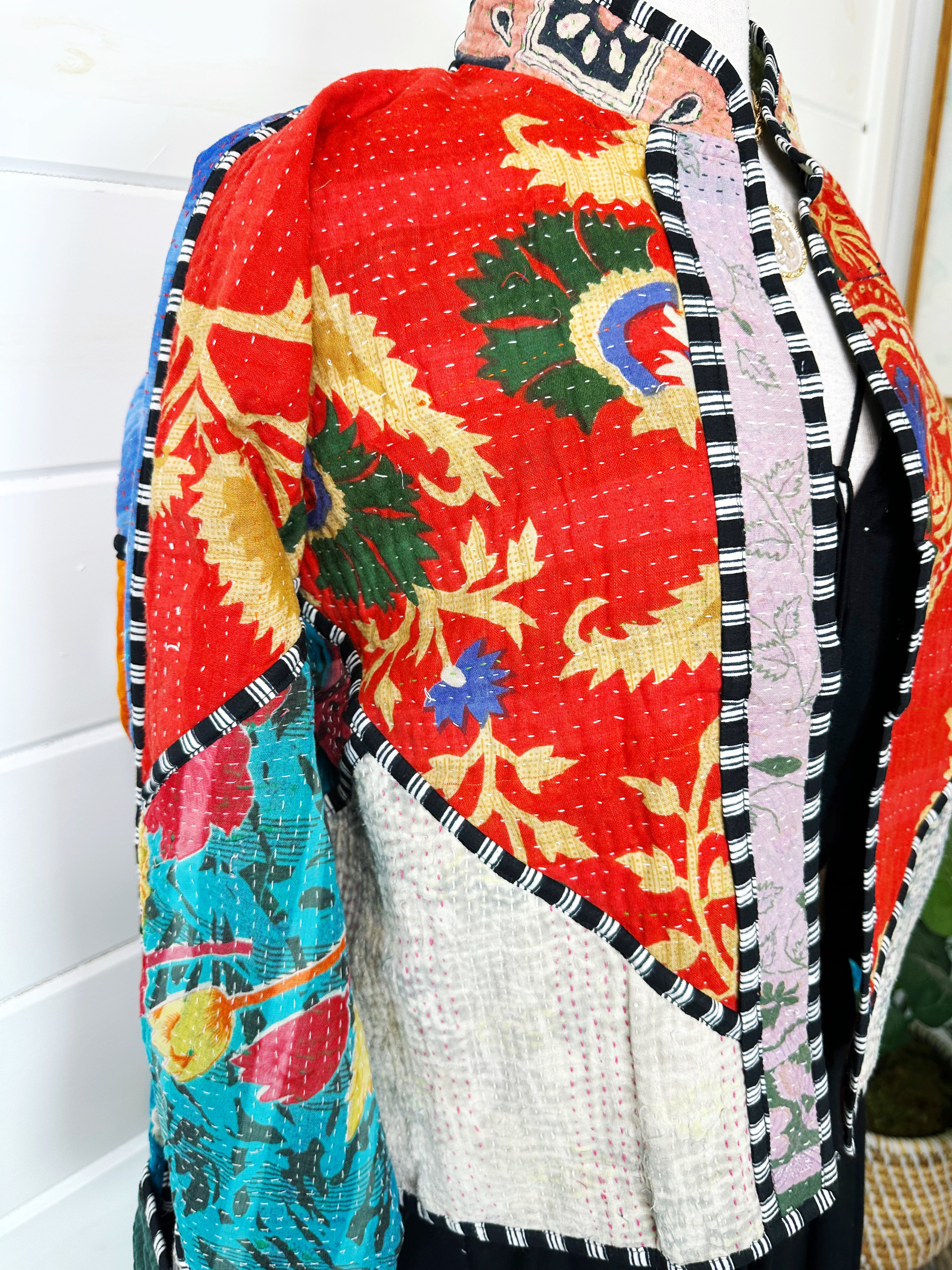 Kantha Quilted Bomber Jacket | Blanket Coat | Patchwork Coat