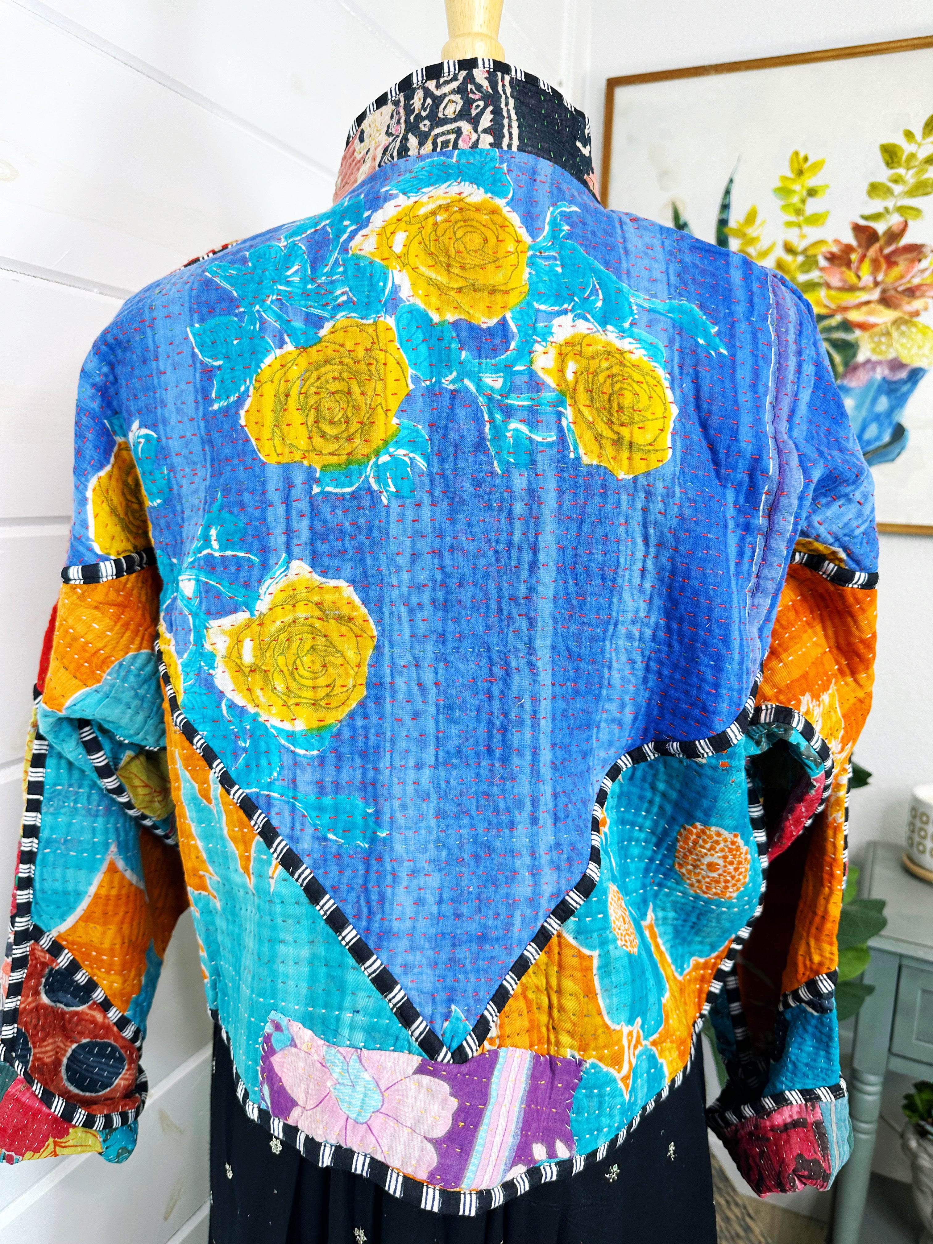 Kantha Quilted Bomber Jacket | Blanket Coat | Patchwork Coat