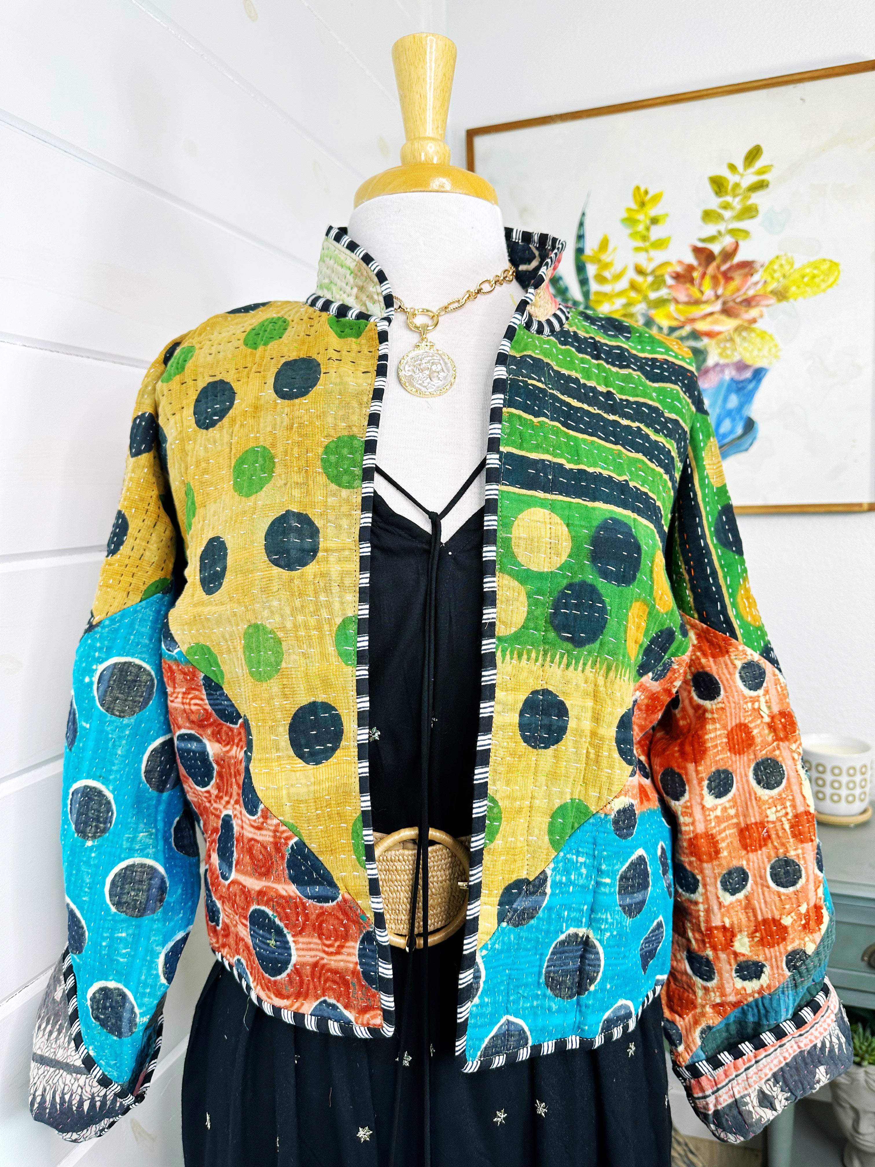 Kantha Quilted Bomber Jacket | Blanket Coat | Patchwork Coat
