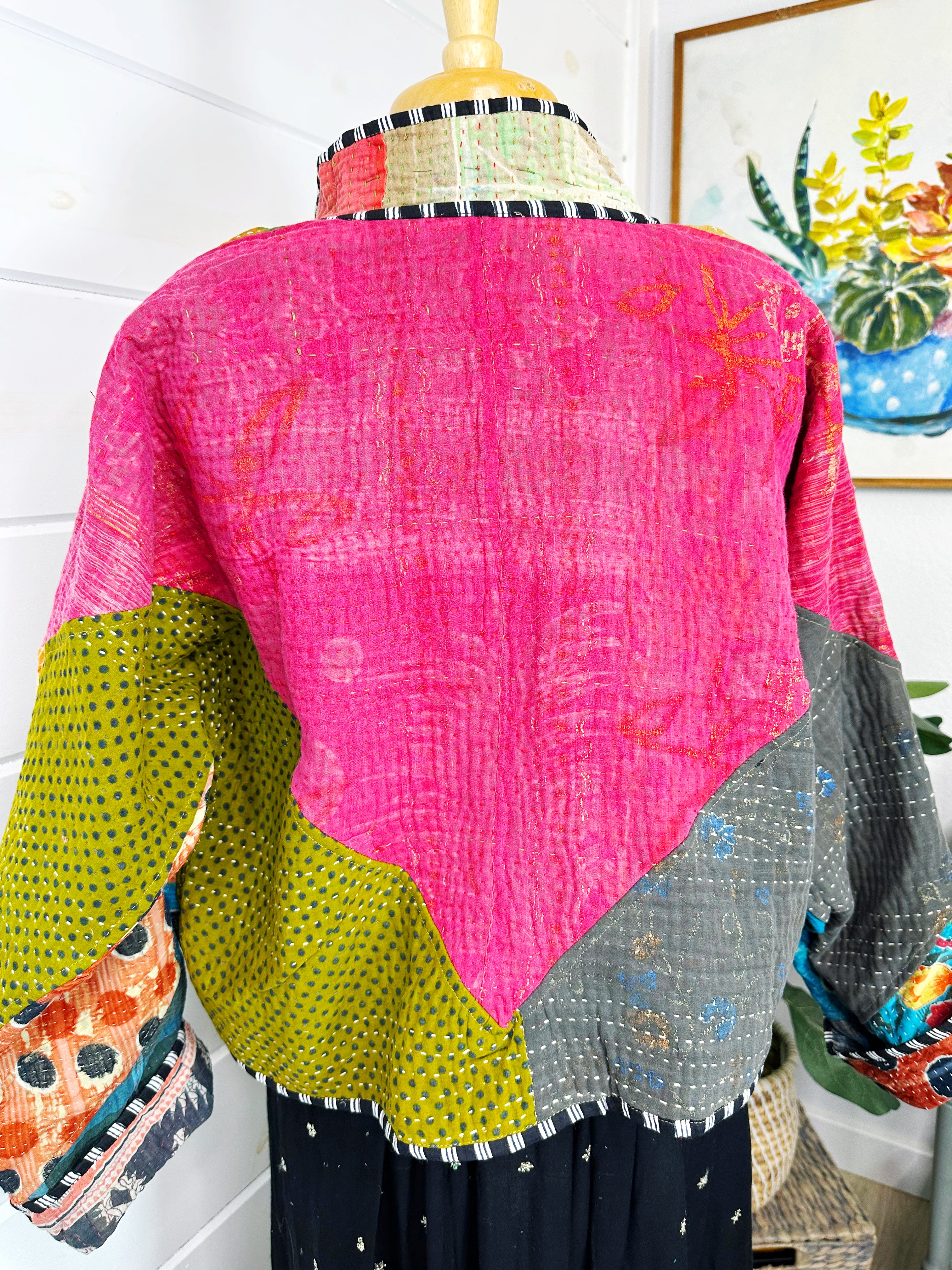 Kantha Quilted Bomber Jacket | Blanket Coat | Patchwork Coat