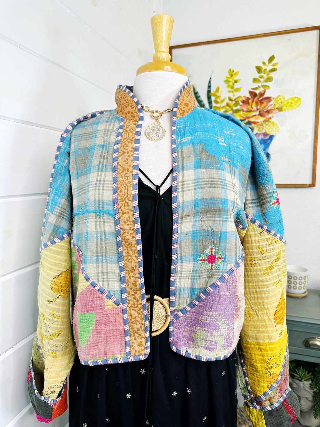 Boho Patchwork Kantha Jacket – Handmade Quilted & Reversible Blanket Coat