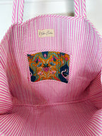 Yellow Peacock Print Quilted Cotton Reversible Large Tote Bag