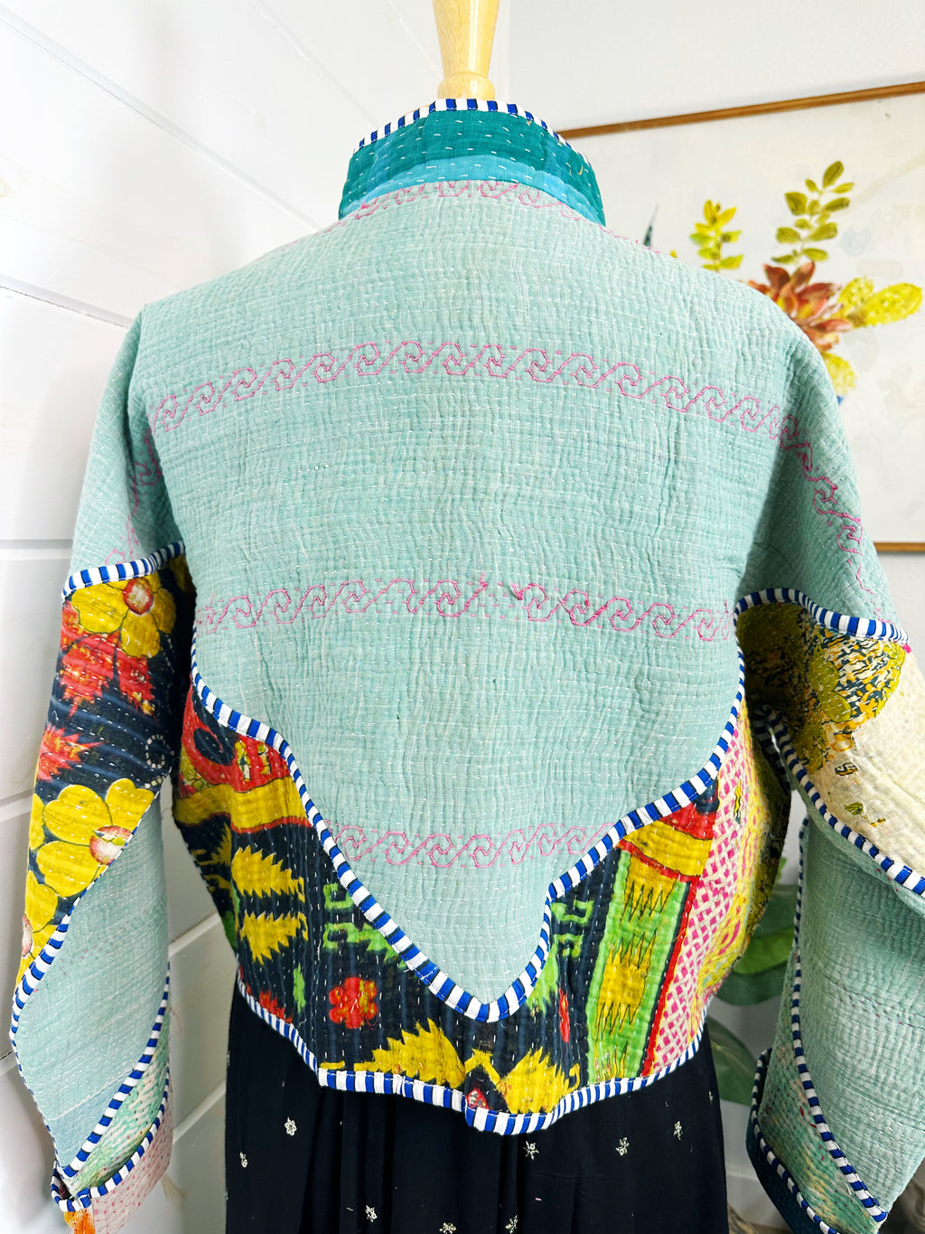Boho Patchwork Kantha Jacket – Handmade Quilted & Reversible Blanket Coat