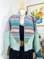 Boho Patchwork Kantha Jacket – Handmade Quilted & Reversible Blanket Coat
