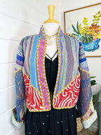 Boho Patchwork Kantha Jacket – Handmade Quilted & Reversible Blanket Coat