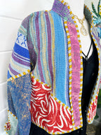 Boho Patchwork Kantha Jacket – Handmade Quilted & Reversible Blanket Coat