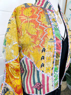 Boho Patchwork Kantha Jacket – Handmade Quilted & Reversible Blanket Coat
