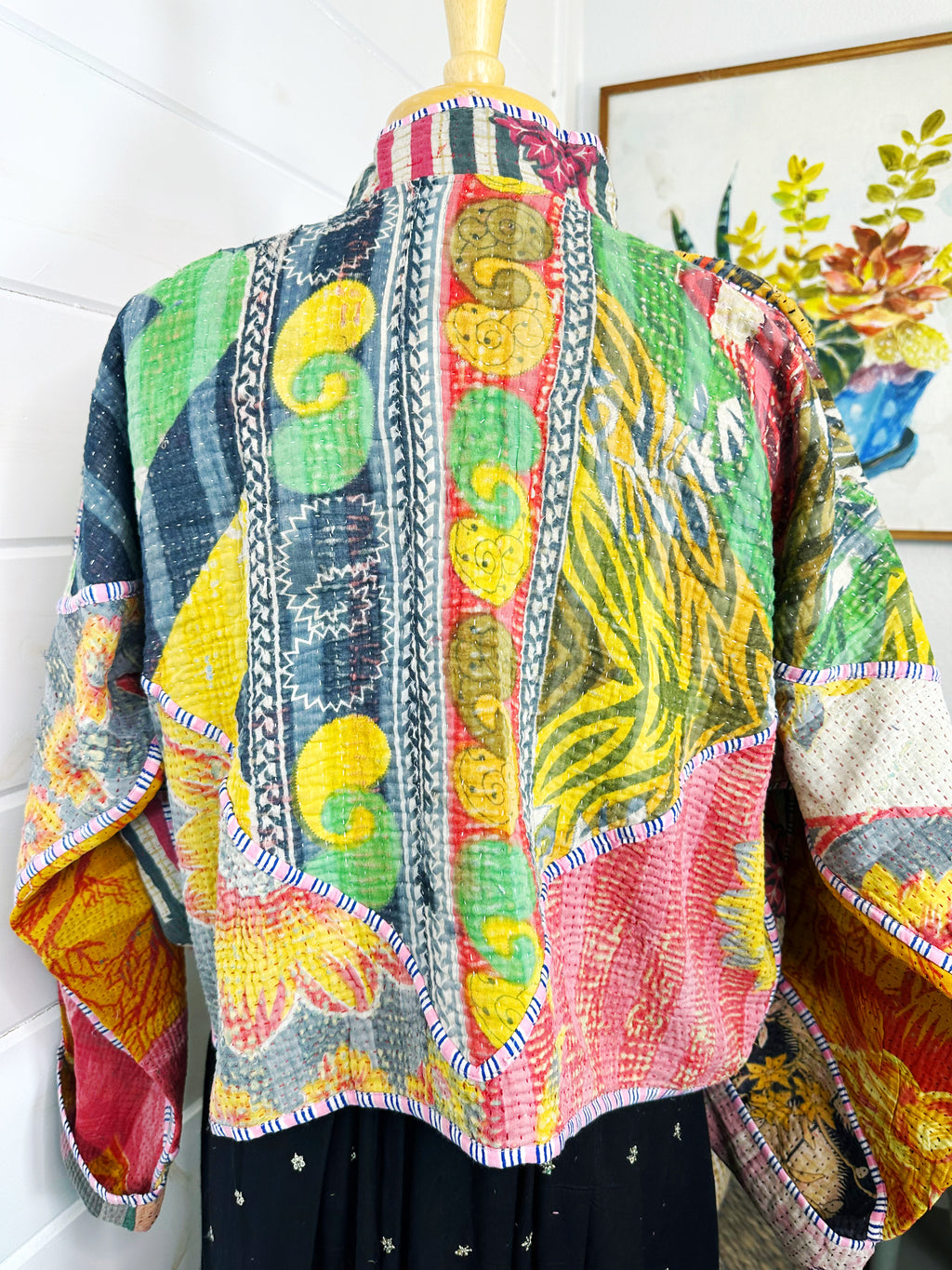 Boho Patchwork Kantha Jacket – Handmade Quilted & Reversible Blanket Coat