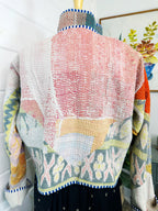 Boho Patchwork Kantha Jacket – Handmade Quilted & Reversible Blanket Coat