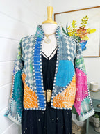 Boho Patchwork Kantha Jacket – Handmade Quilted & Reversible Blanket Coat
