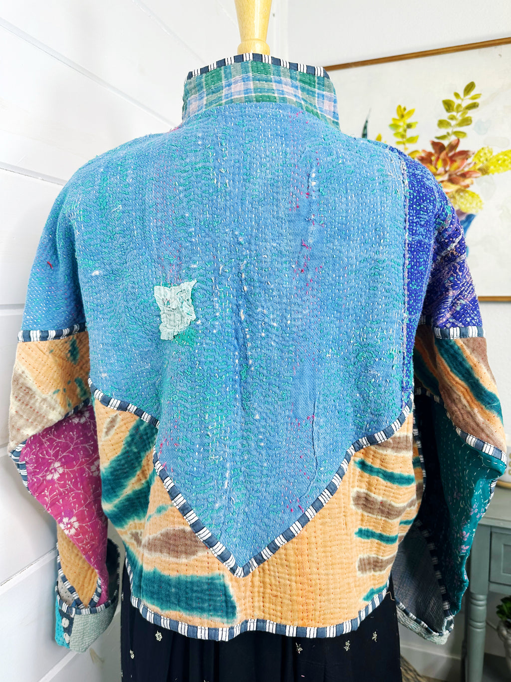 Boho Patchwork Kantha Jacket – Handmade Quilted & Reversible Blanket Coat