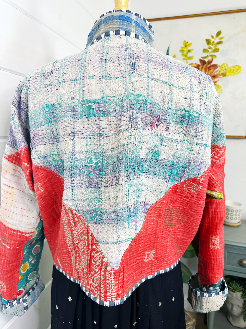 Boho Patchwork Kantha Jacket – Handmade Quilted & Reversible Blanket Coat