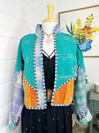 Boho Patchwork Kantha Jacket – Handmade Quilted & Reversible Blanket Coat