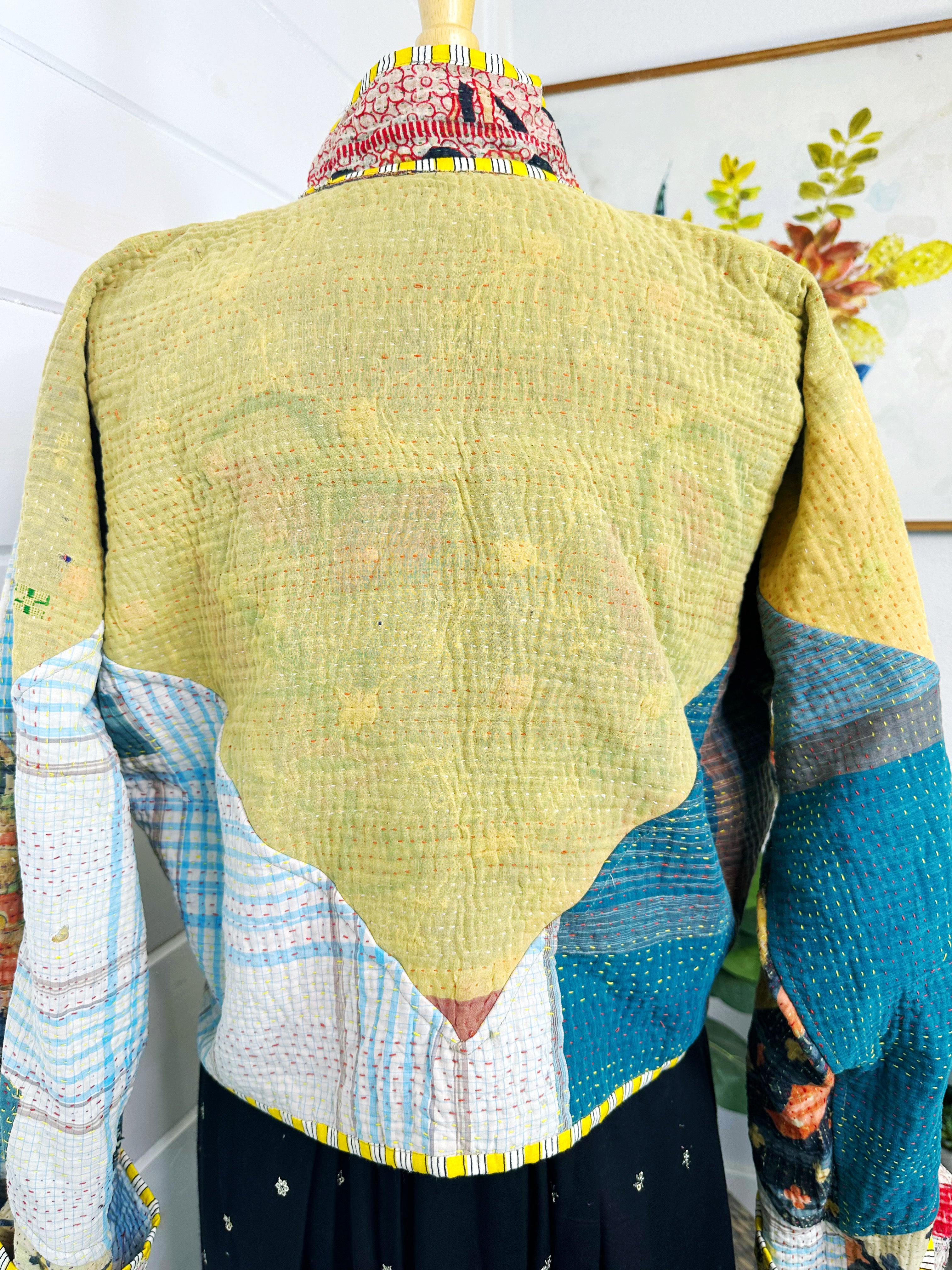 Boho Patchwork Kantha Jacket – Handmade Quilted & Reversible Blanket Coat