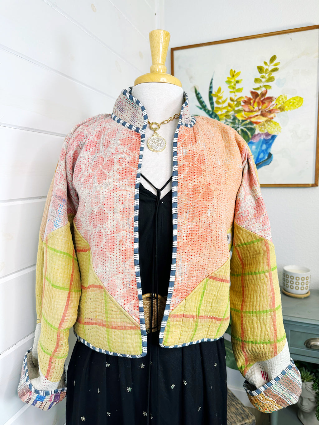 Boho Patchwork Kantha Jacket – Handmade Quilted & Reversible Blanket Coat
