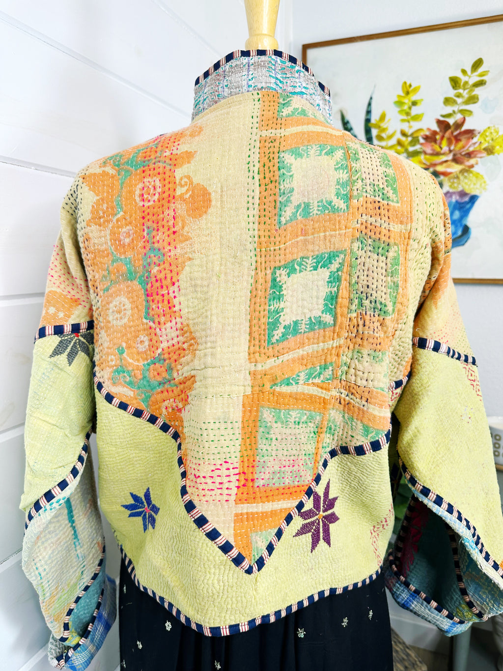 Boho Patchwork Kantha Jacket – Handmade Quilted & Reversible Blanket Coat
